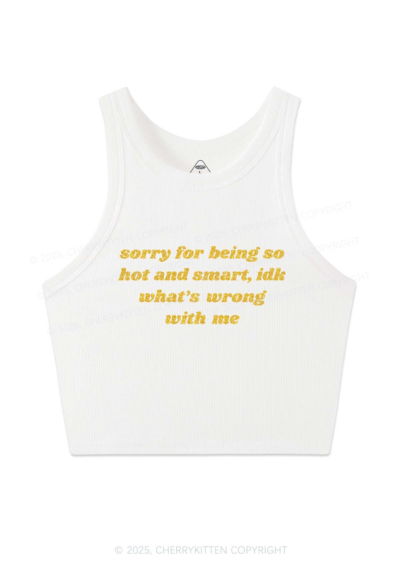 Glitter Sorry For Being So Smart Y2K Crop Tank Top Cherrykitten
