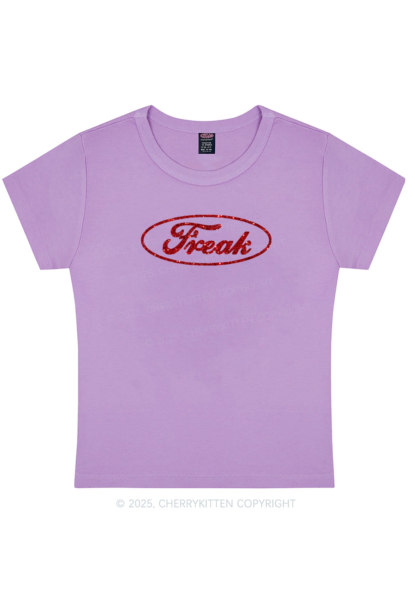 Glitter Oval Freak Y2K Baby Tee Cherrykitten