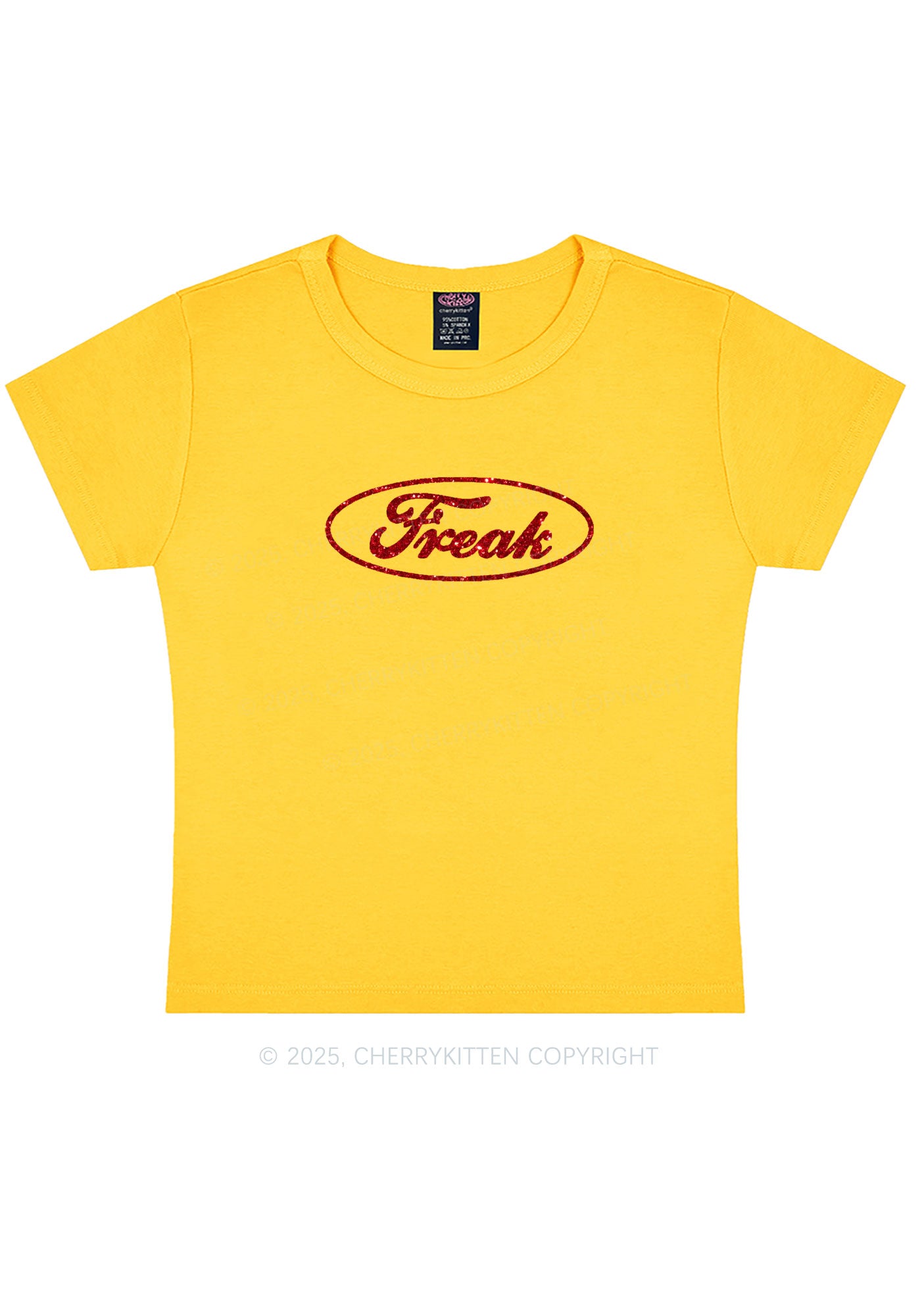 Glitter Oval Freak Y2K Baby Tee Cherrykitten