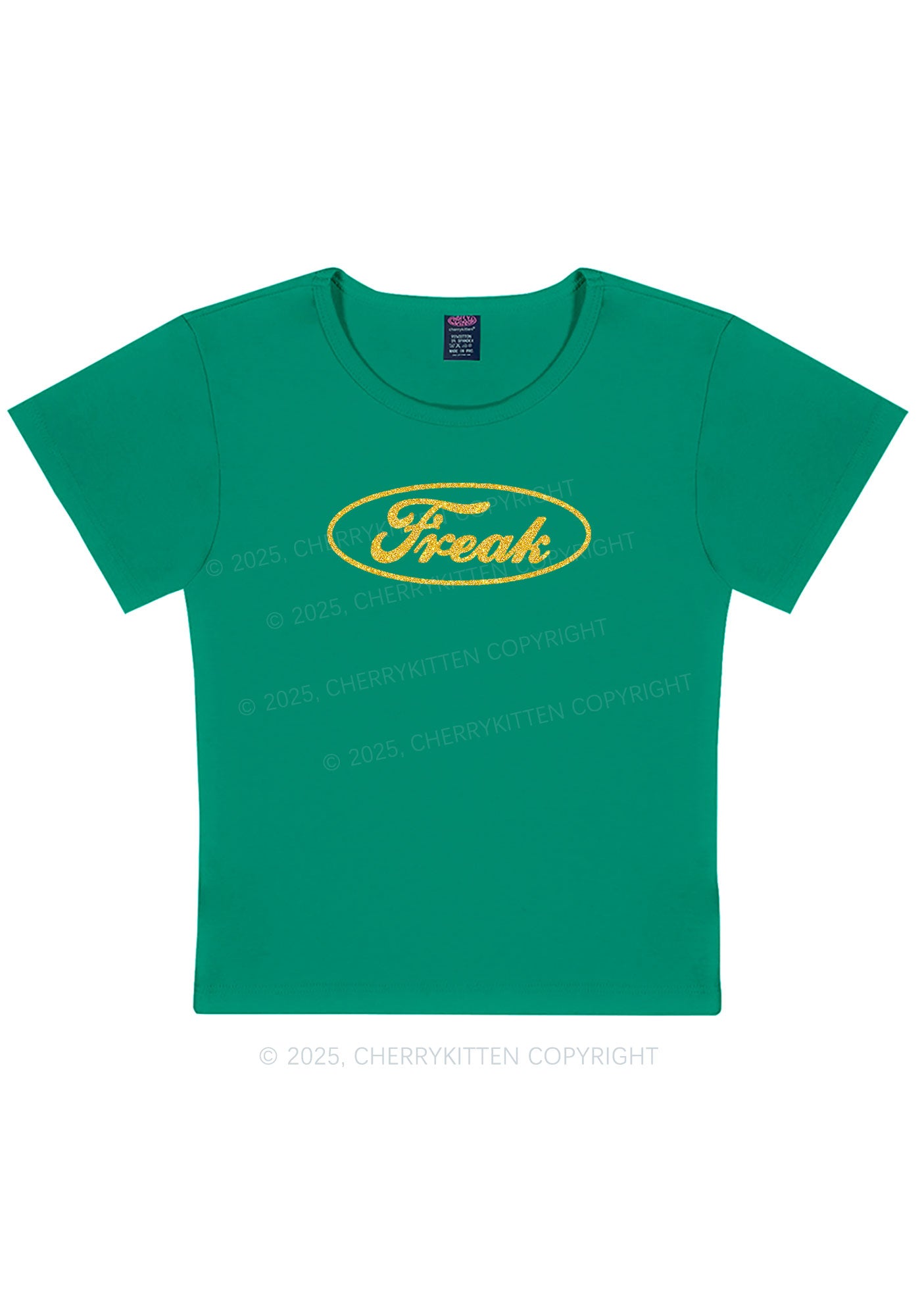 Glitter Oval Freak Y2K Baby Tee Cherrykitten