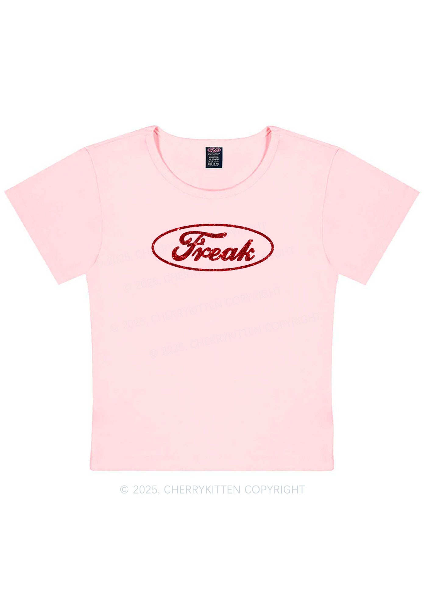 Glitter Oval Freak Y2K Baby Tee Cherrykitten