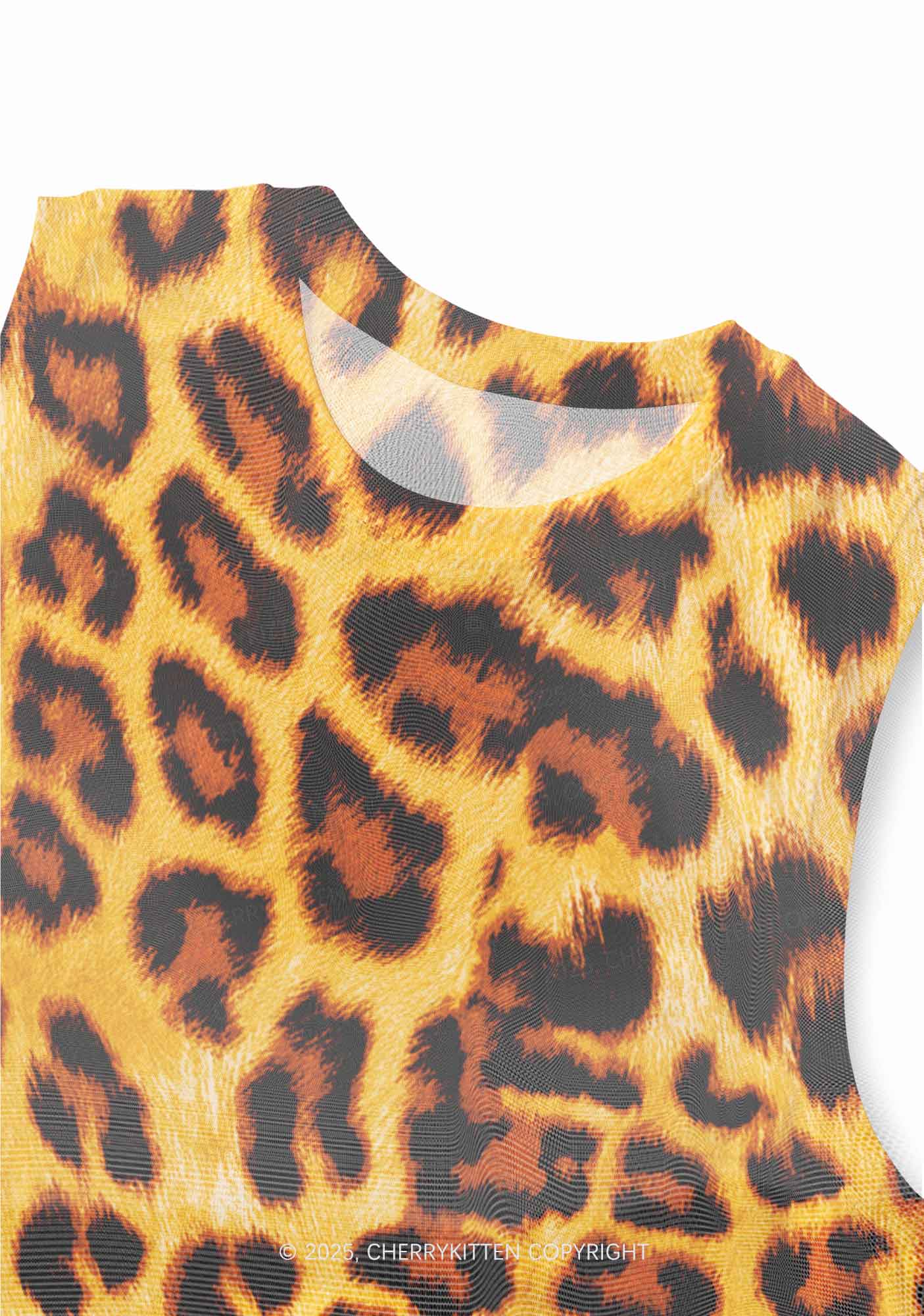 Brown Leopard Y2K Mesh Muscle Tank Cherrykitten