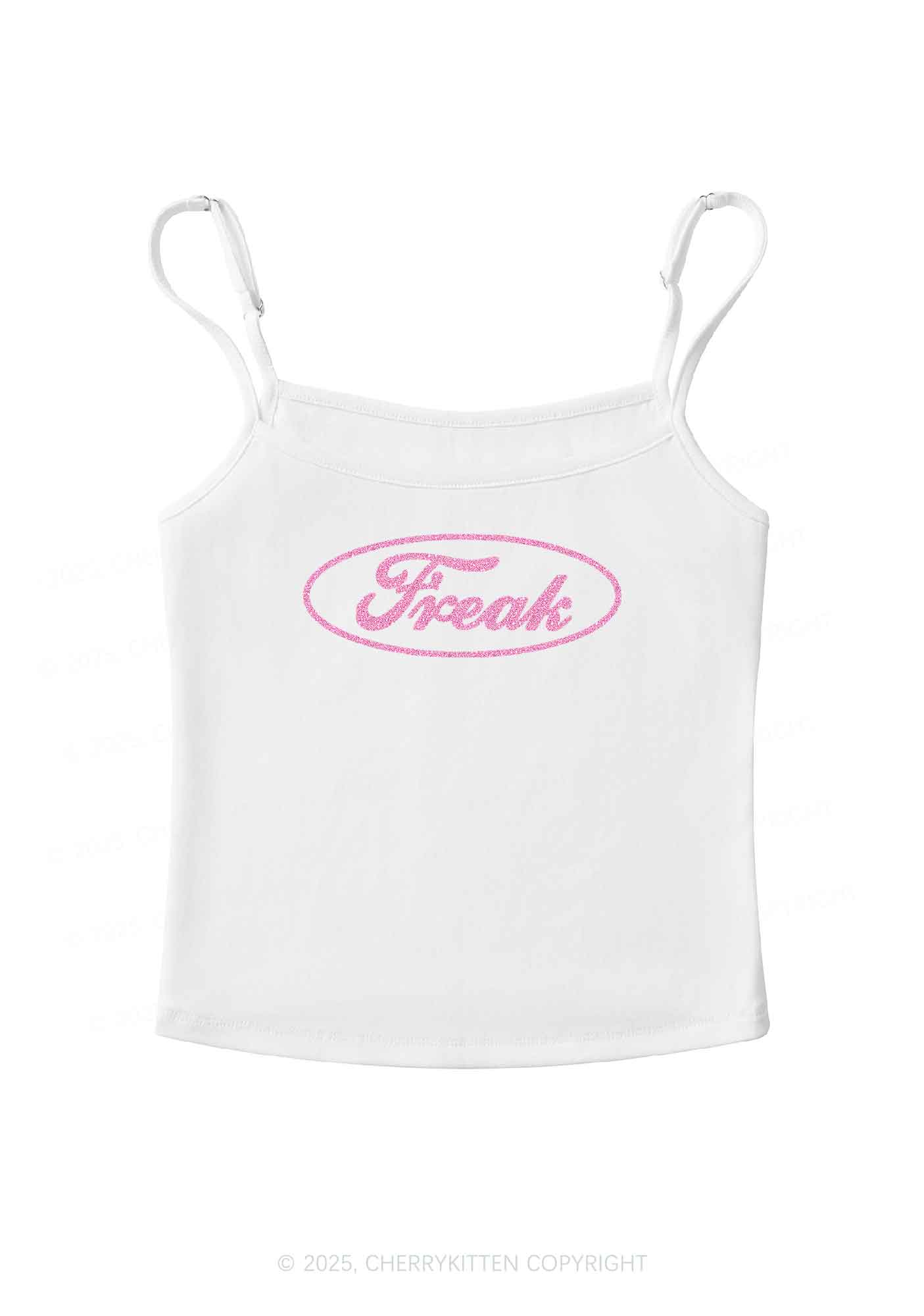 Glitter Oval Freak Y2K Spaghetti Strap Cami Cherrykitten