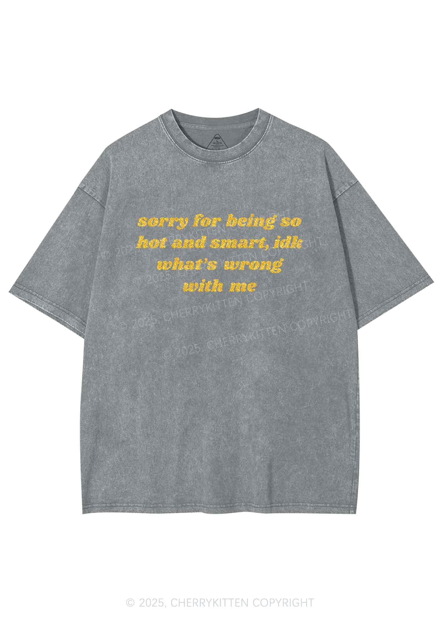 Glitter Sorry For Being So Smart Y2K Shirts Washed Tee Cherrykitten