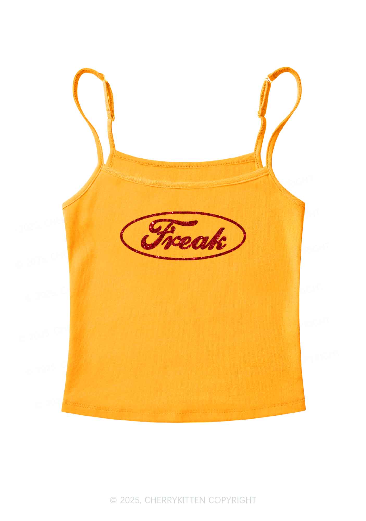 Glitter Oval Freak Y2K Spaghetti Strap Cami Cherrykitten