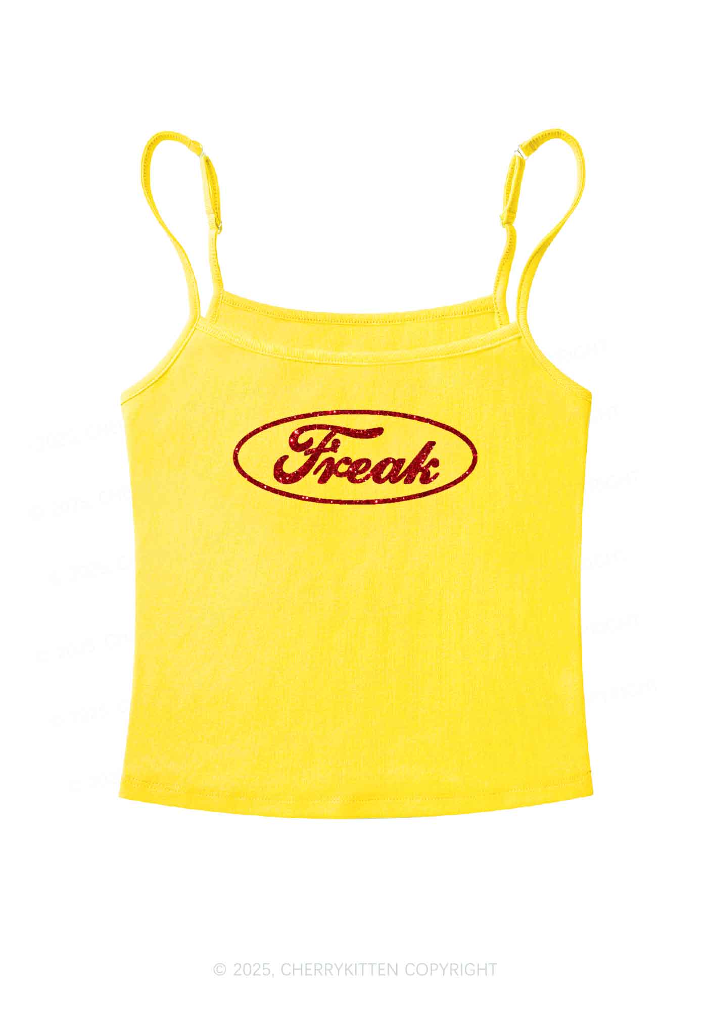 Glitter Oval Freak Y2K Spaghetti Strap Cami Cherrykitten