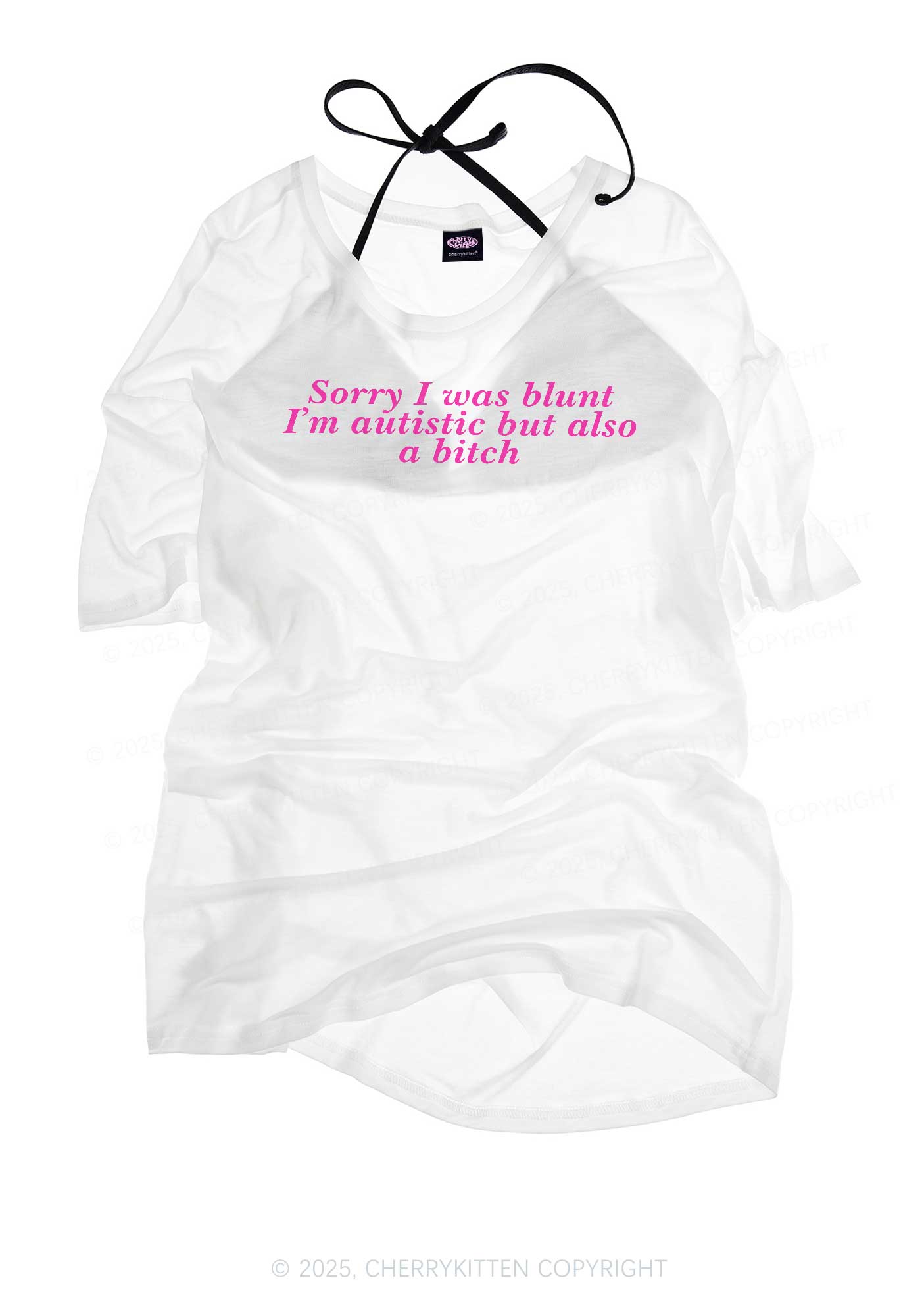 Sorry I Was Blunt Y2K Sheer Boyfriend Tee Cherrykitten