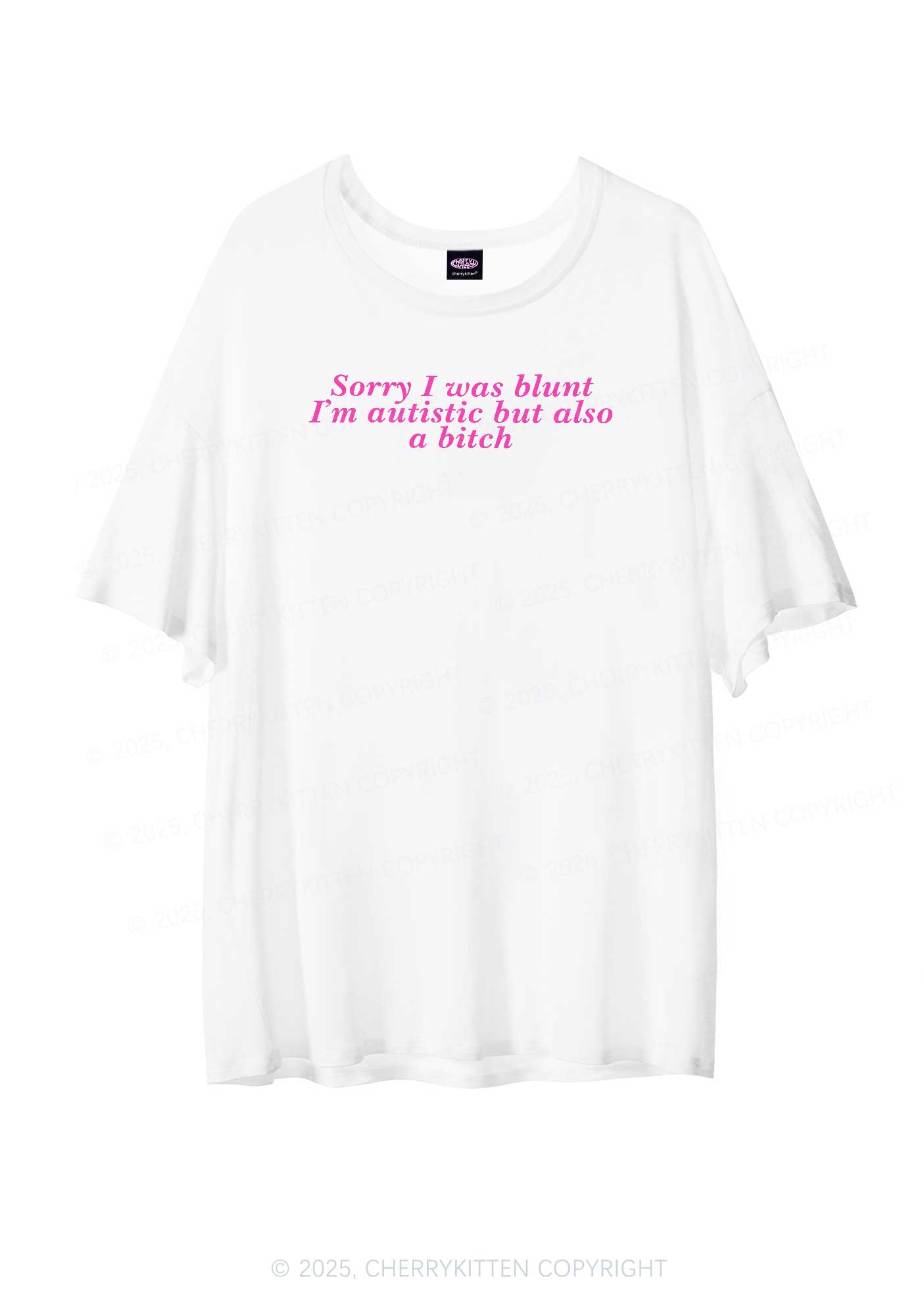 Sorry I Was Blunt Y2K Sheer Boyfriend Tee Cherrykitten