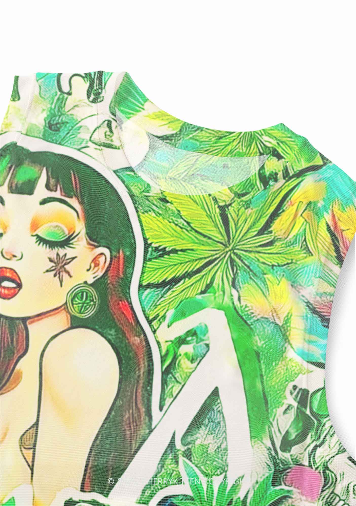 Smoking Girl Y2K Mesh Muscle Tank Cherrykitten