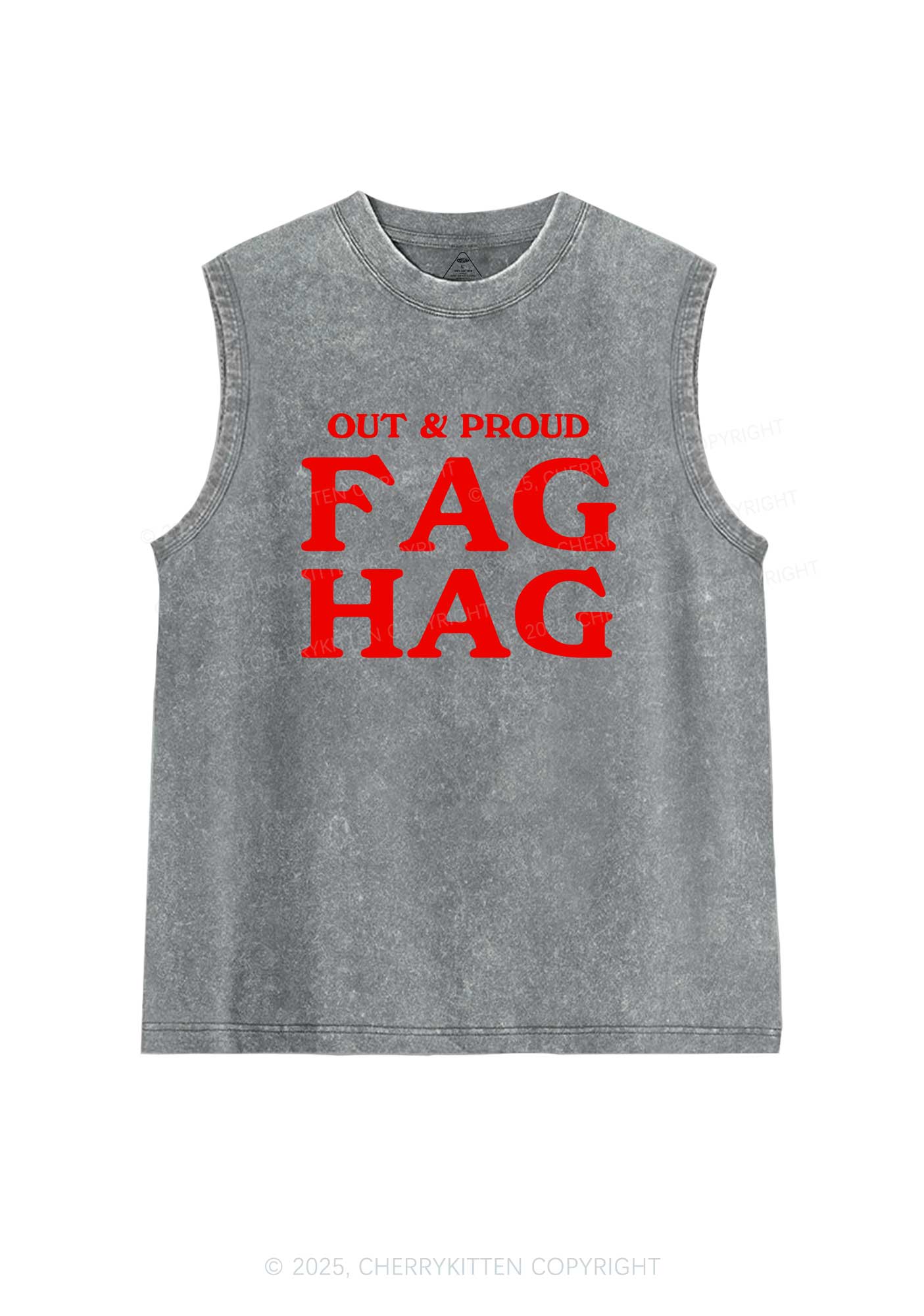 Fag Hag Pride Y2K Washed Muscle Tank Cherrykitten