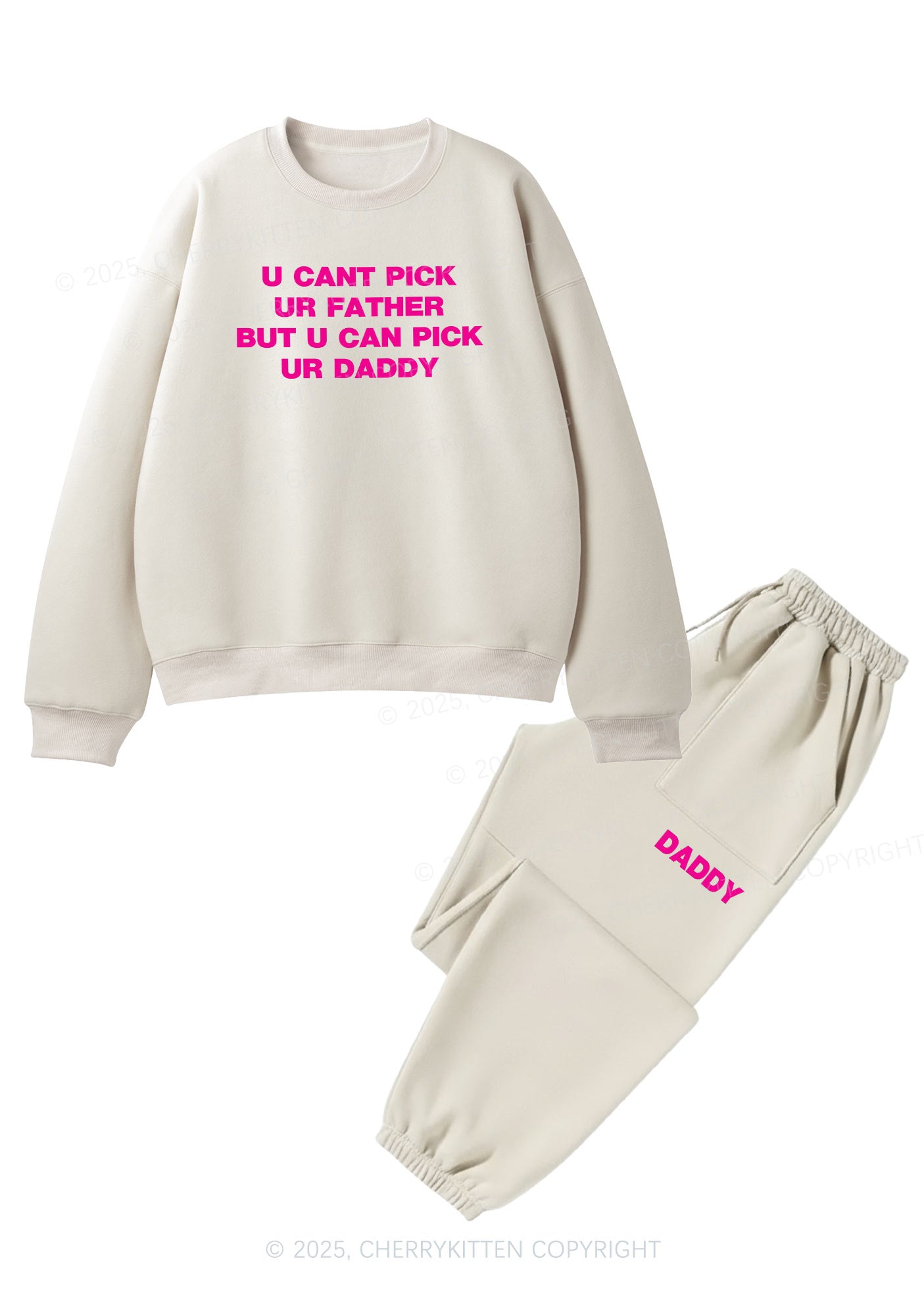 U Can Pick Ur Daddy Y2K Fleece Sweatshirts Set Cherrykitten