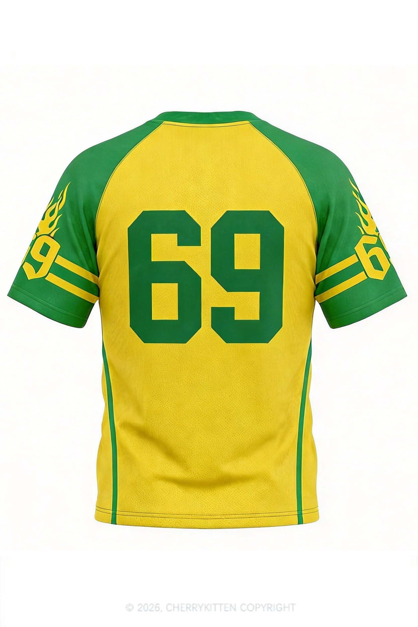 Yellow Green Color Block Faggot Pride Y2K Football Jersey Shirts Cherrykitten