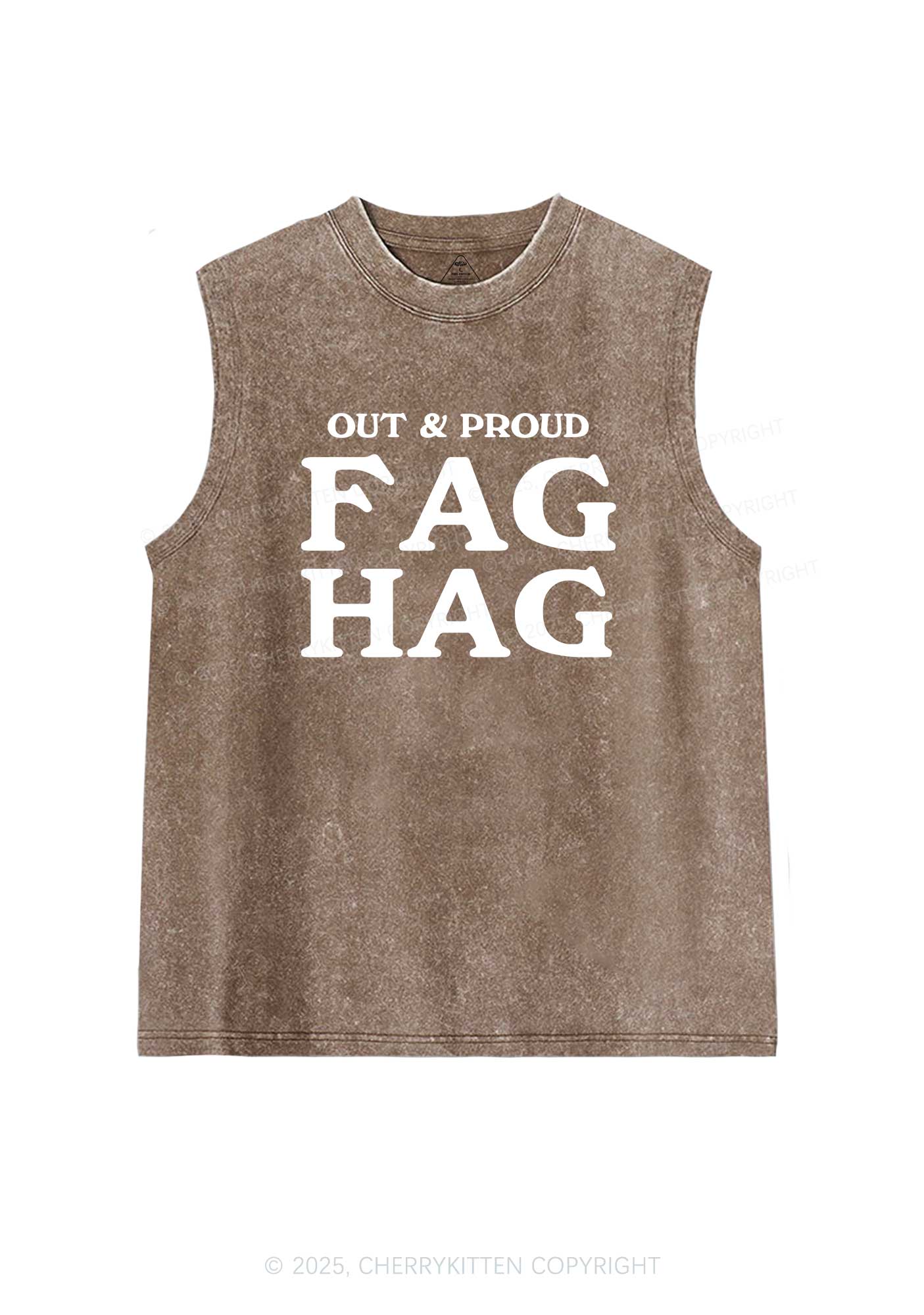 Fag Hag Pride Y2K Washed Muscle Tank Cherrykitten