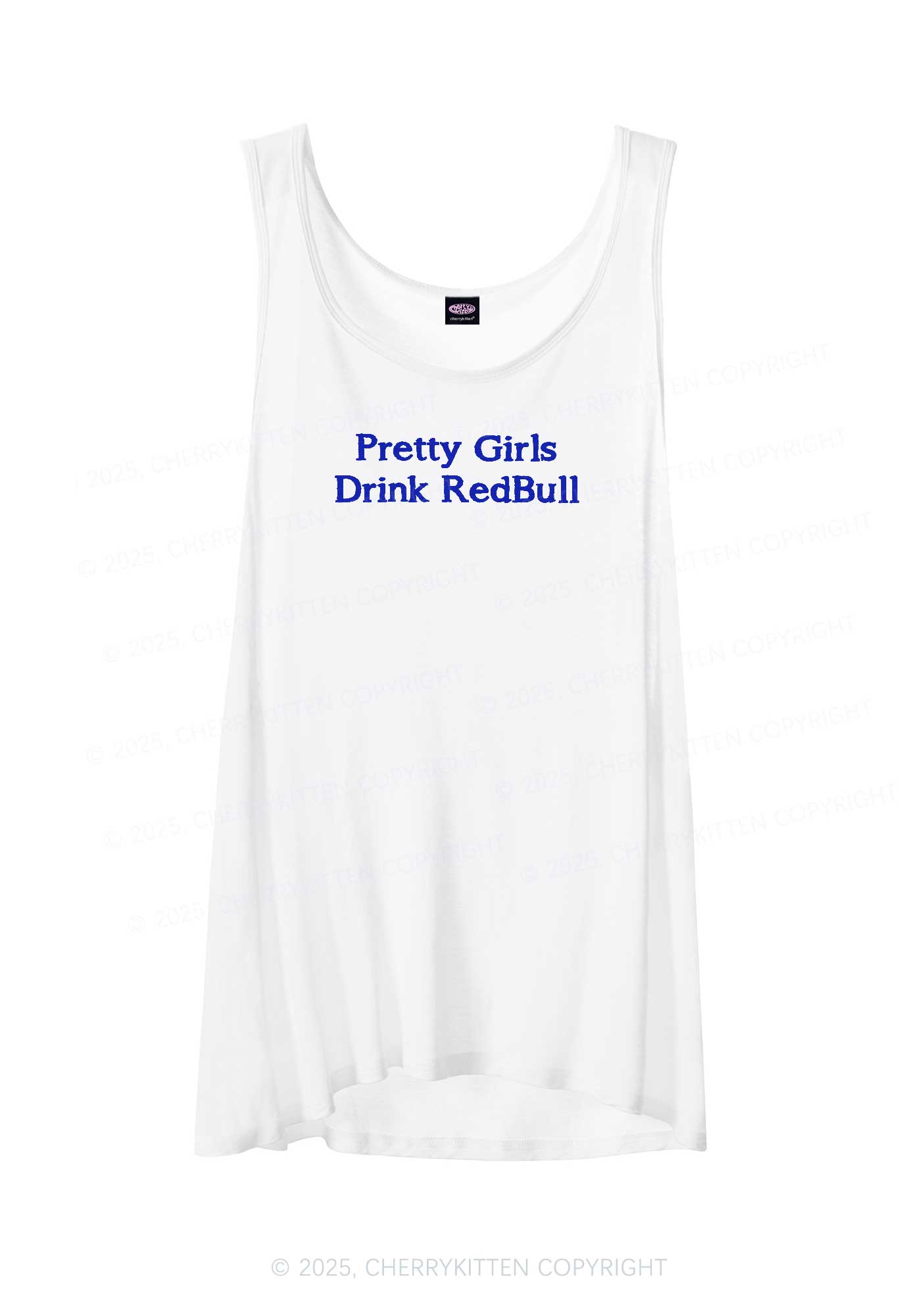 Pretty Girls Drink Redbull Y2K Sheer Boyfriend Tank Cherrykitten