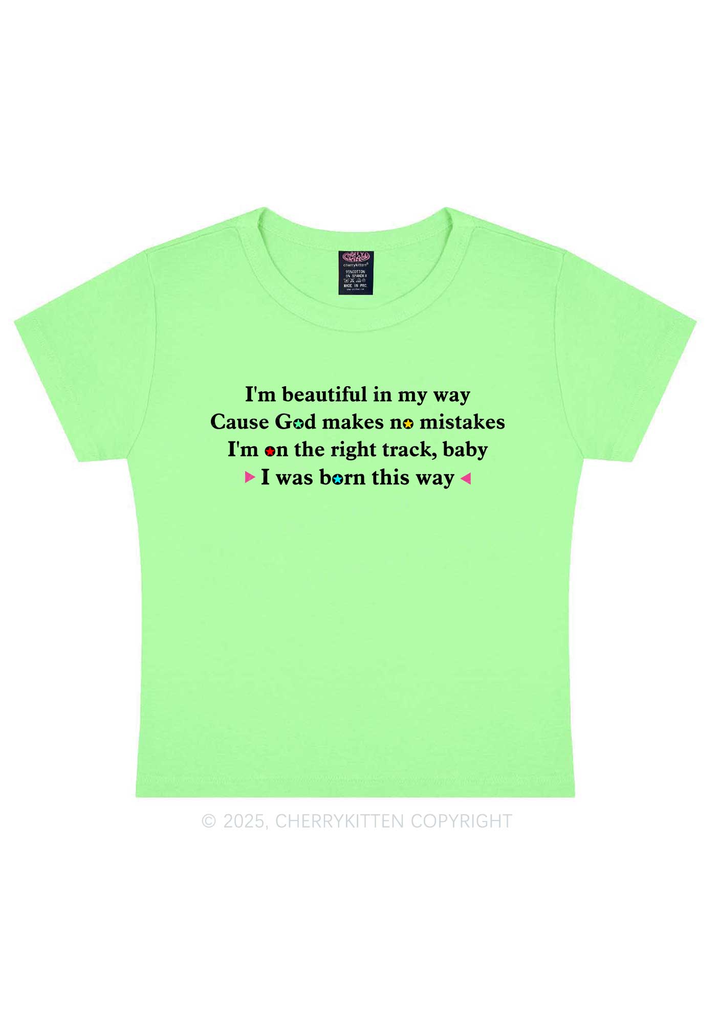 I Was Born This Way Pride Y2K Baby Tee Cherrykitten