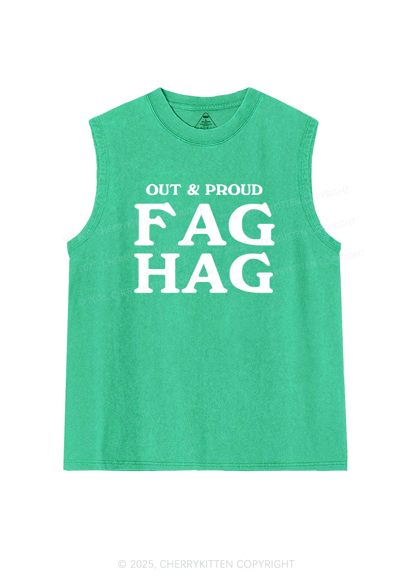 Fag Hag Pride Y2K Washed Muscle Tank Cherrykitten