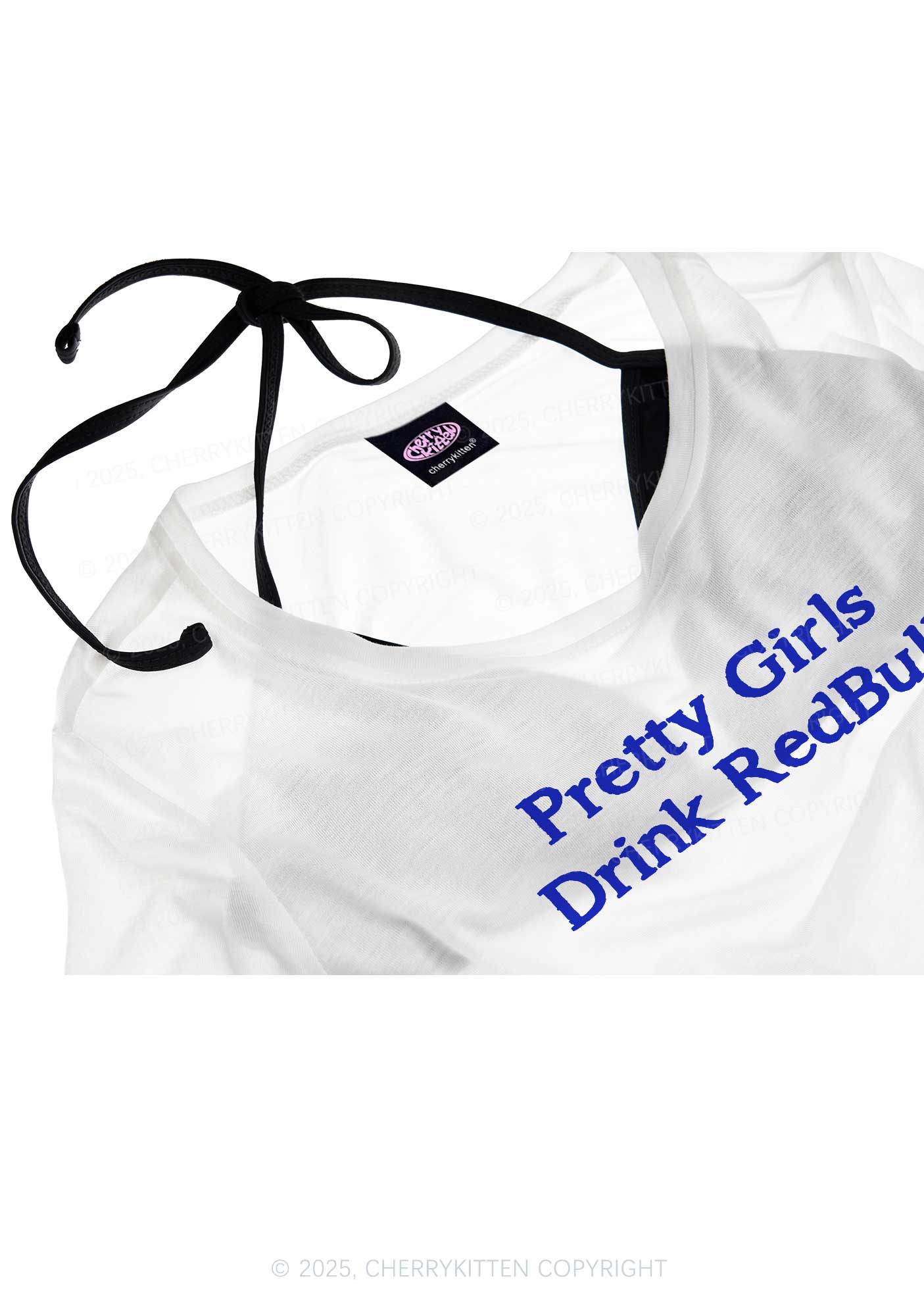 Pretty Girls Drink Redbull Y2K Sheer Boyfriend Tee Cherrykitten