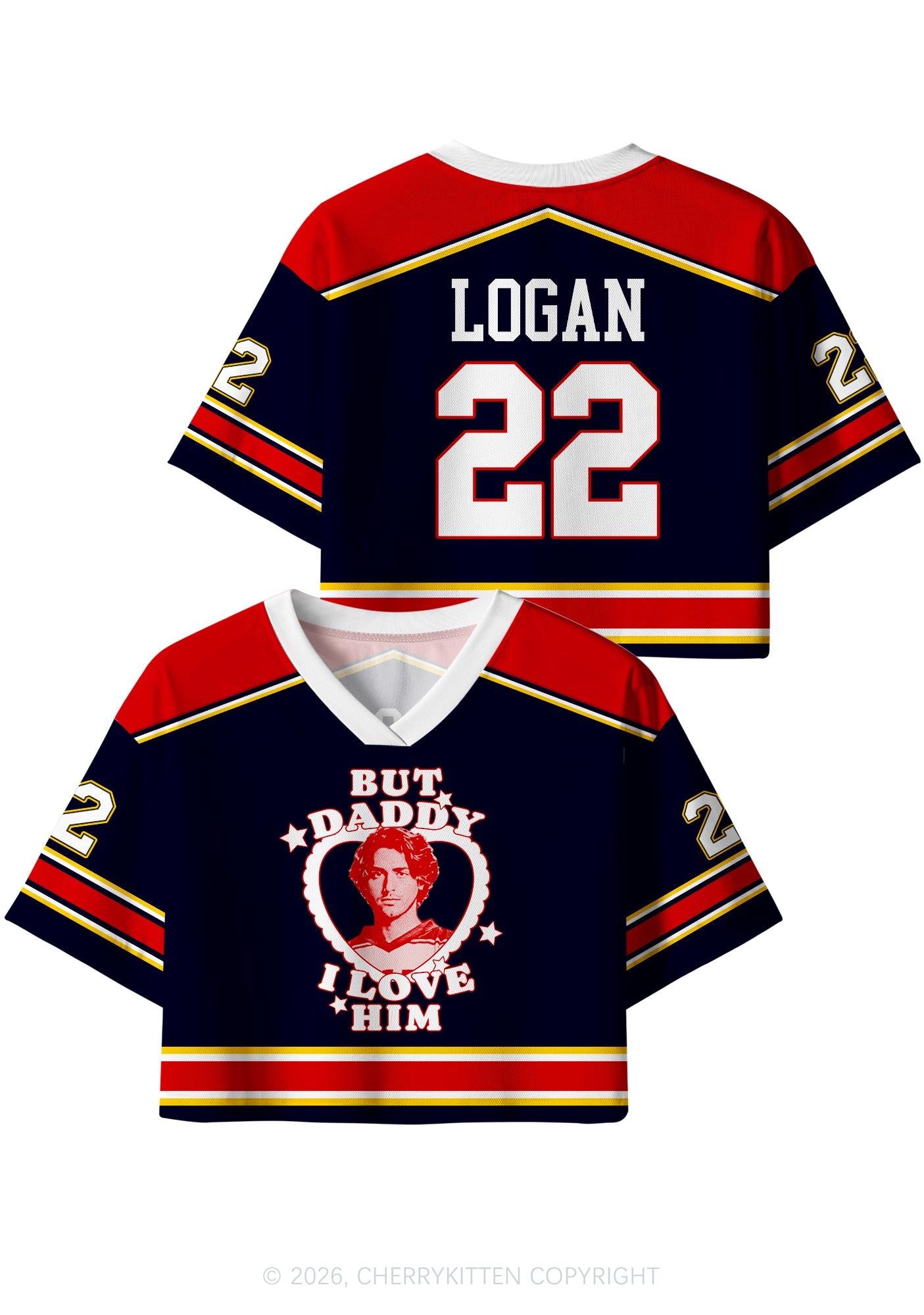 But Daddy I Love Him JL Y2K Crop Sport Jersey Shirts Cherrykitten