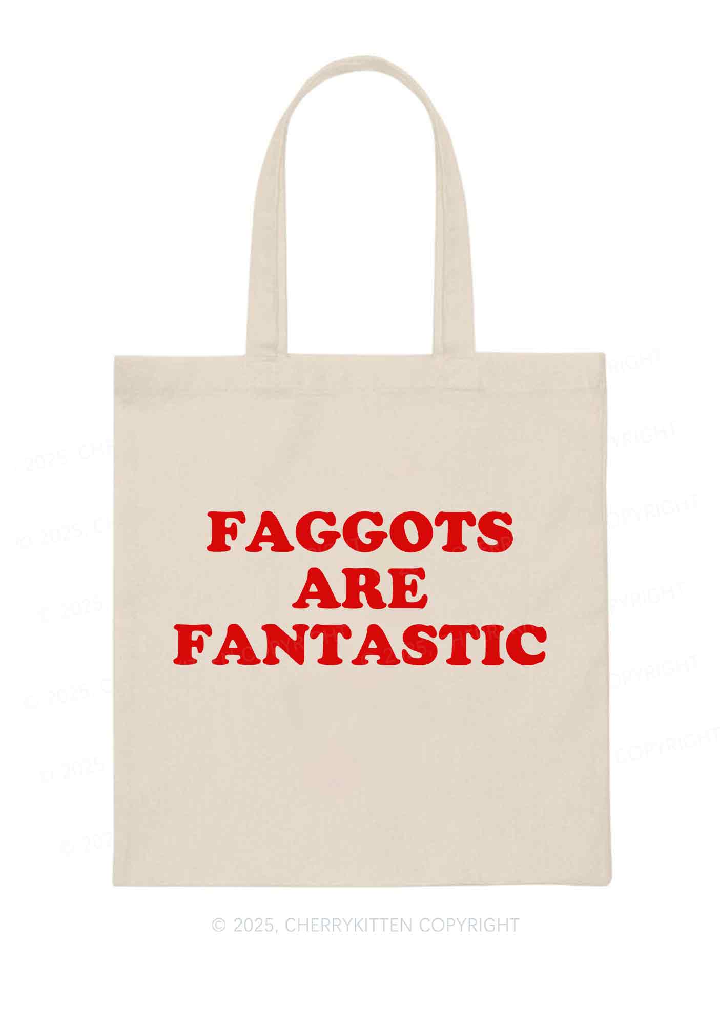 Faggots Are Fantastic Pride Y2K Canvas Tote Bag Cherrykitten