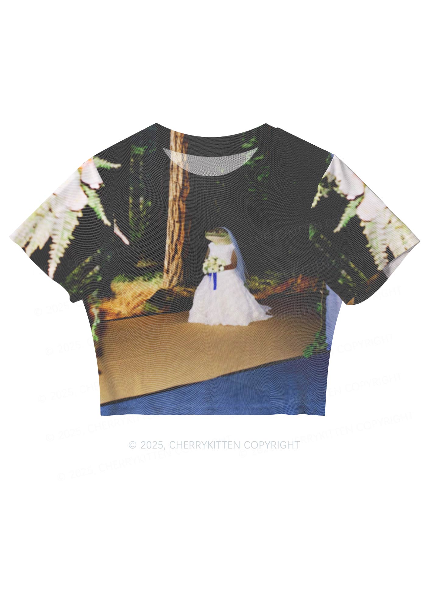 Crocodile Bride Y2K Mesh Crop Top Cherrykitten
