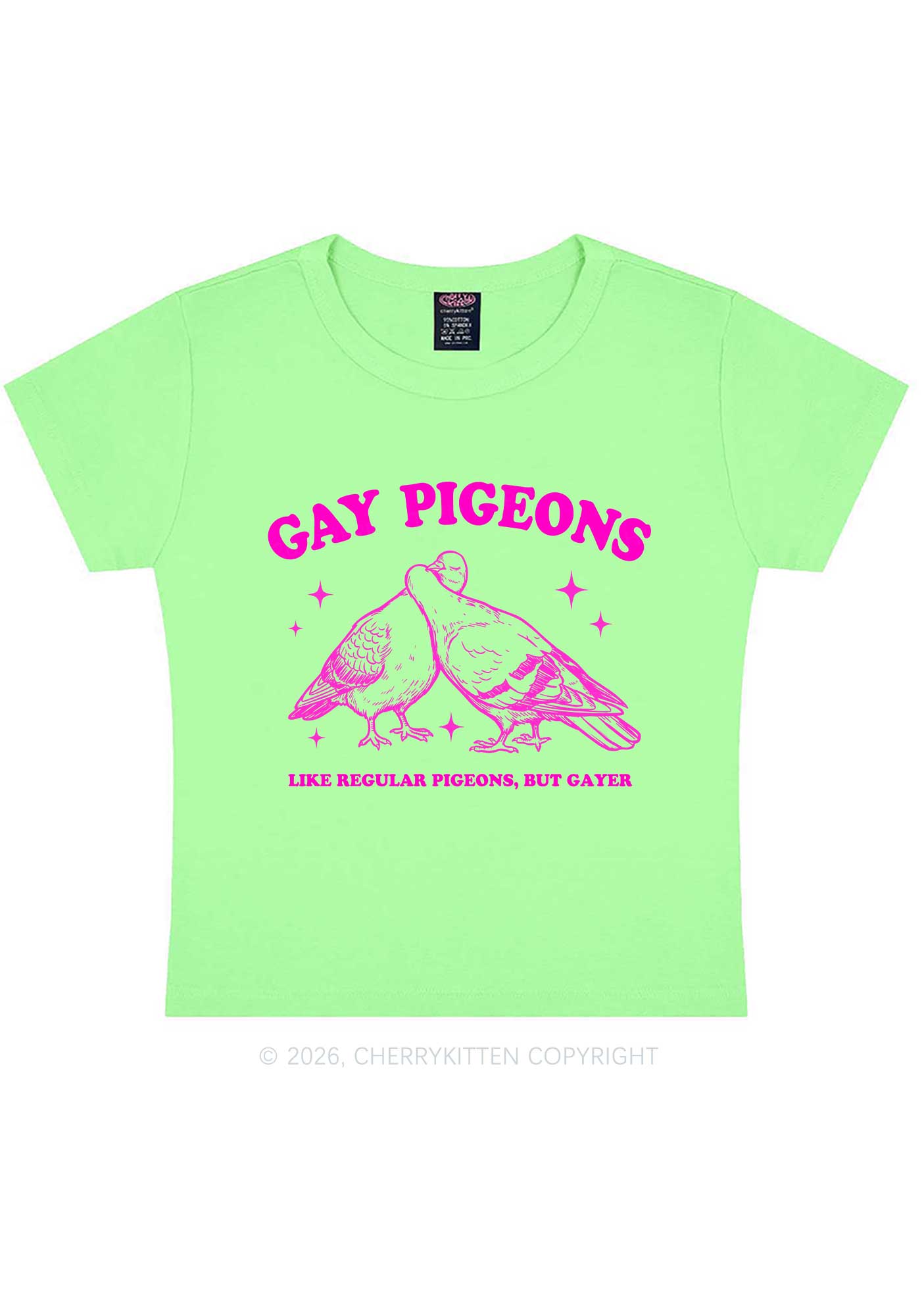Gay Pigeons Kissing Pride Y2K Baby Tee Cherrykitten