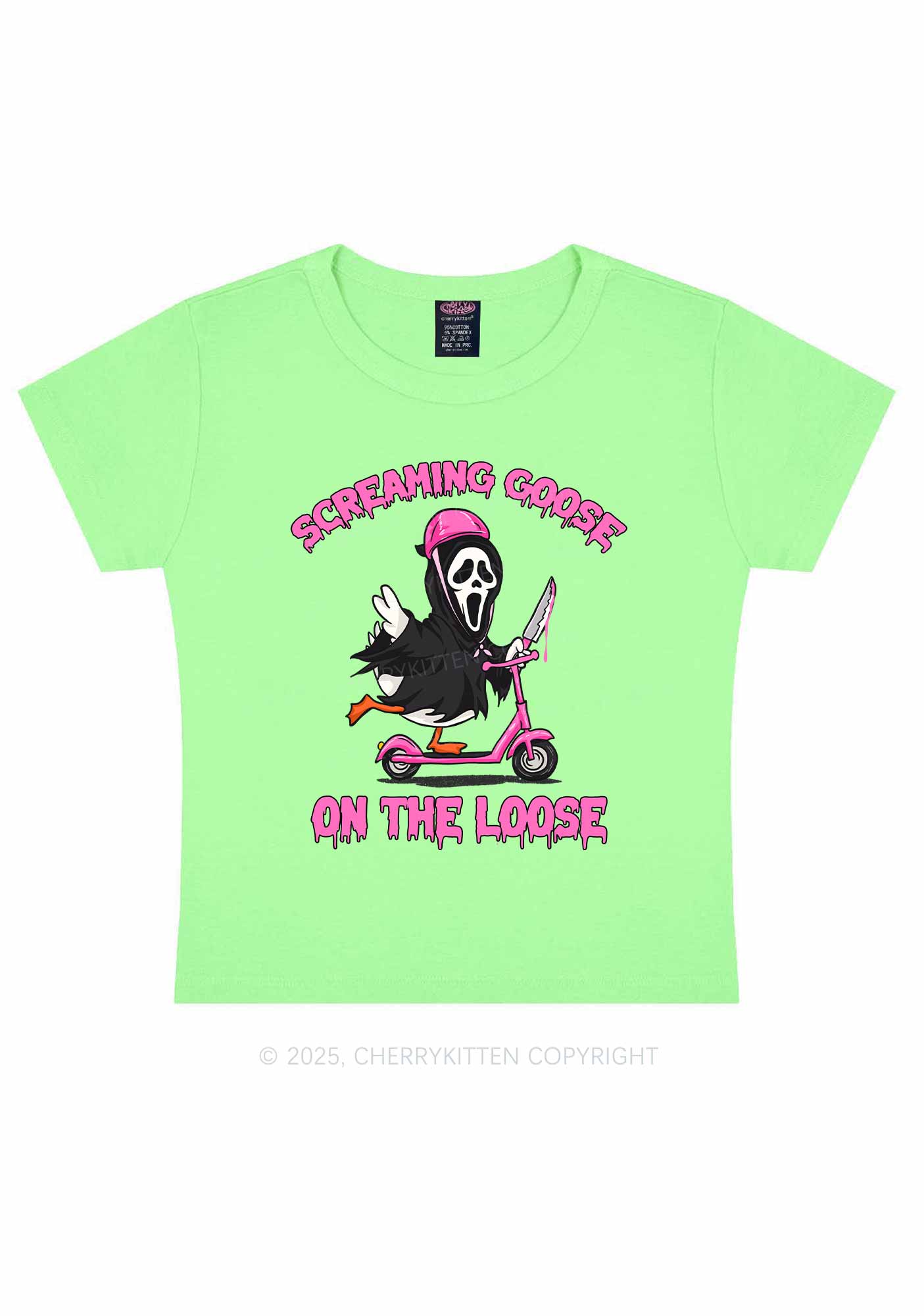 Halloween Screaming Goose On Loose Y2K Baby Tee Cherrykitten