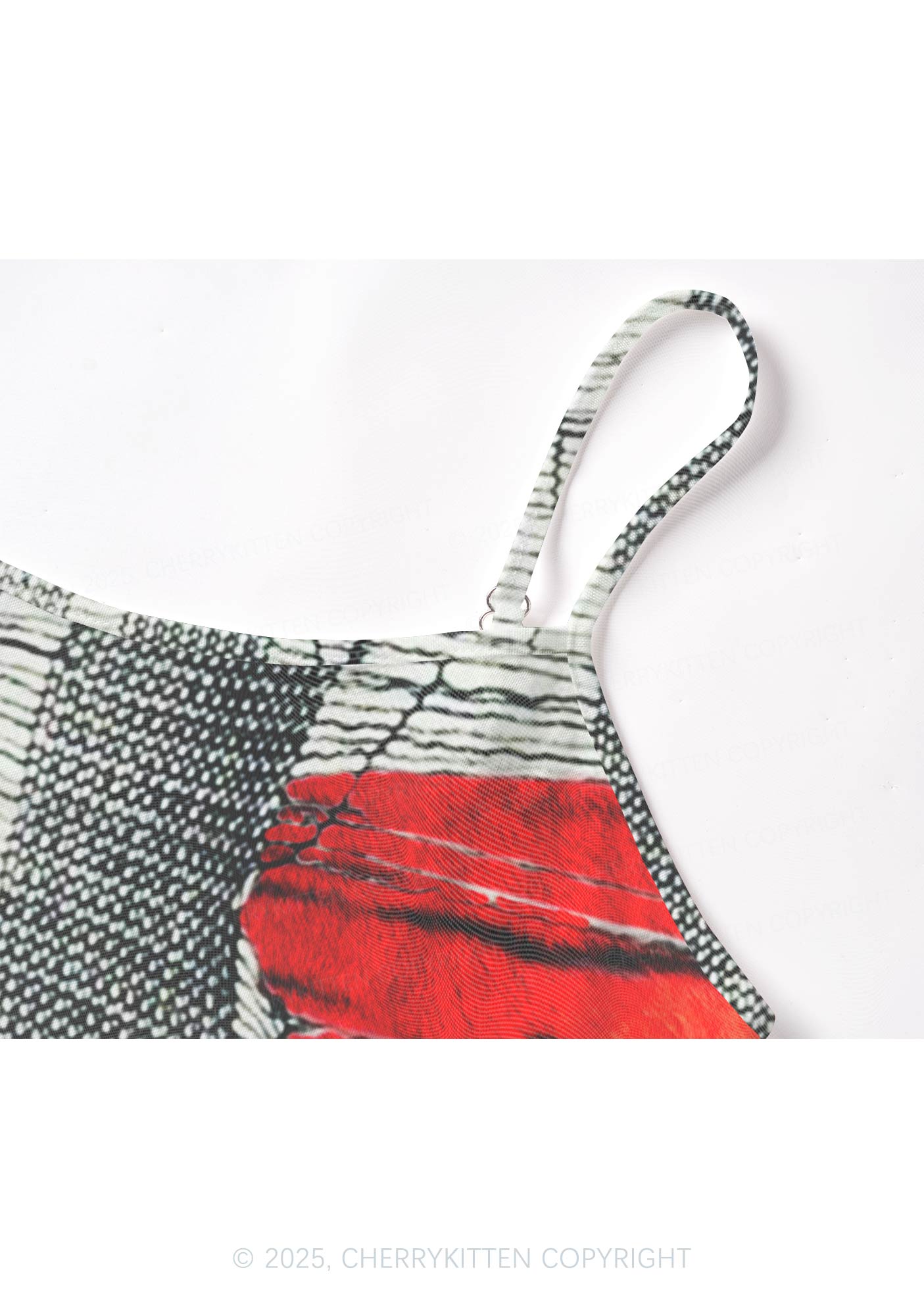 Tiger Striped Red Block Y2K Mesh Cami Tank Cherrykitten