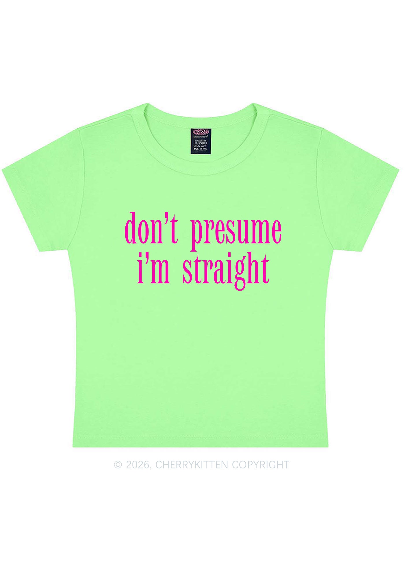 Dont Presume Im Straight Pride Y2K Baby Tee Cherrykitten