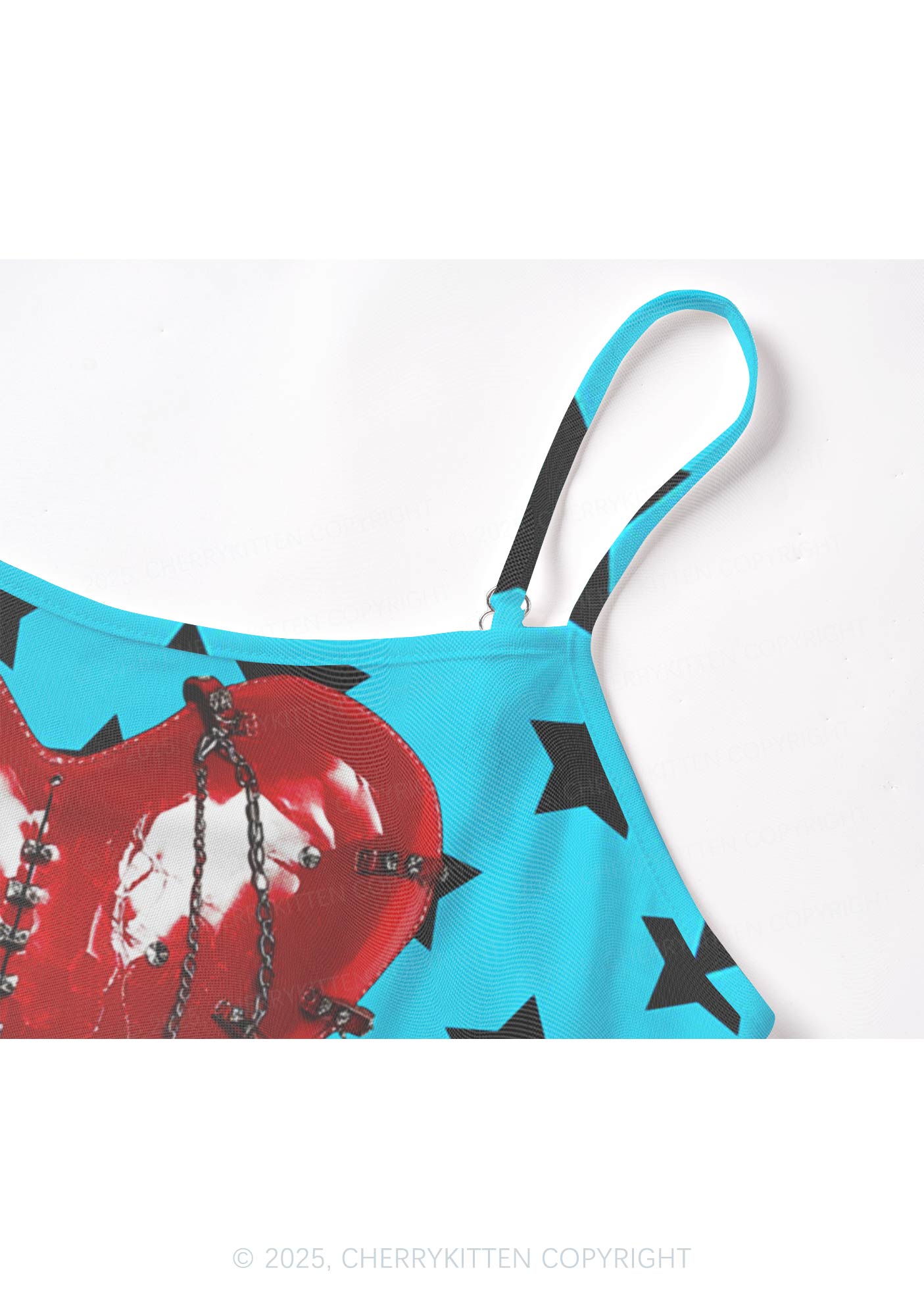 Punk Red Heart Y2K Mesh Cami Tank Cherrykitten