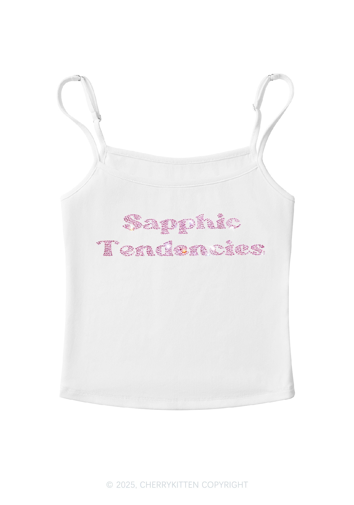 Rhinestone Sapphic Tendencies Pride Y2K Spaghetti Strap Cami Cherrykitten