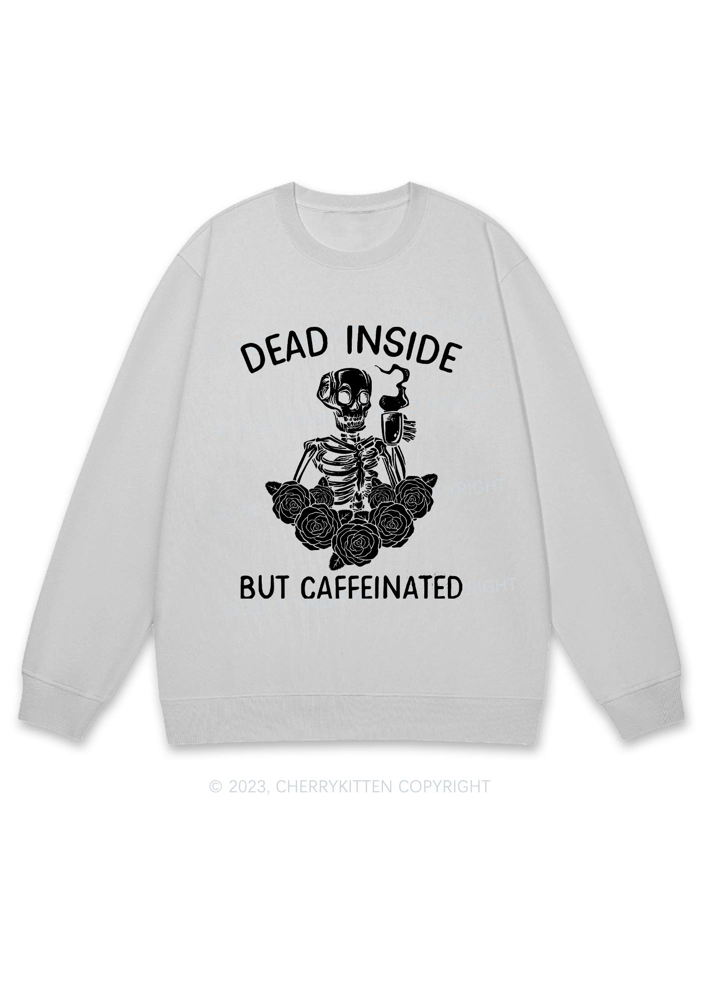 Dead Inside But Caffeinated Halloween Y2K Sweatshirt Cherrykitten