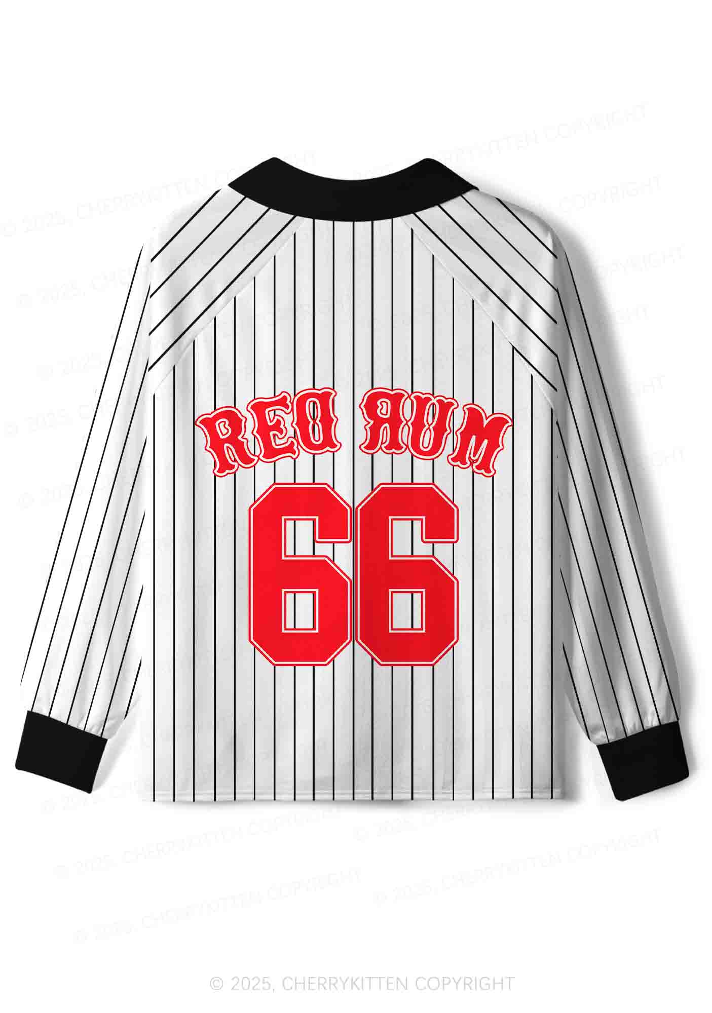 Custom Striped Red Rum Y2K Sport Long Sleeve Jersey Shirts Cherrykitten