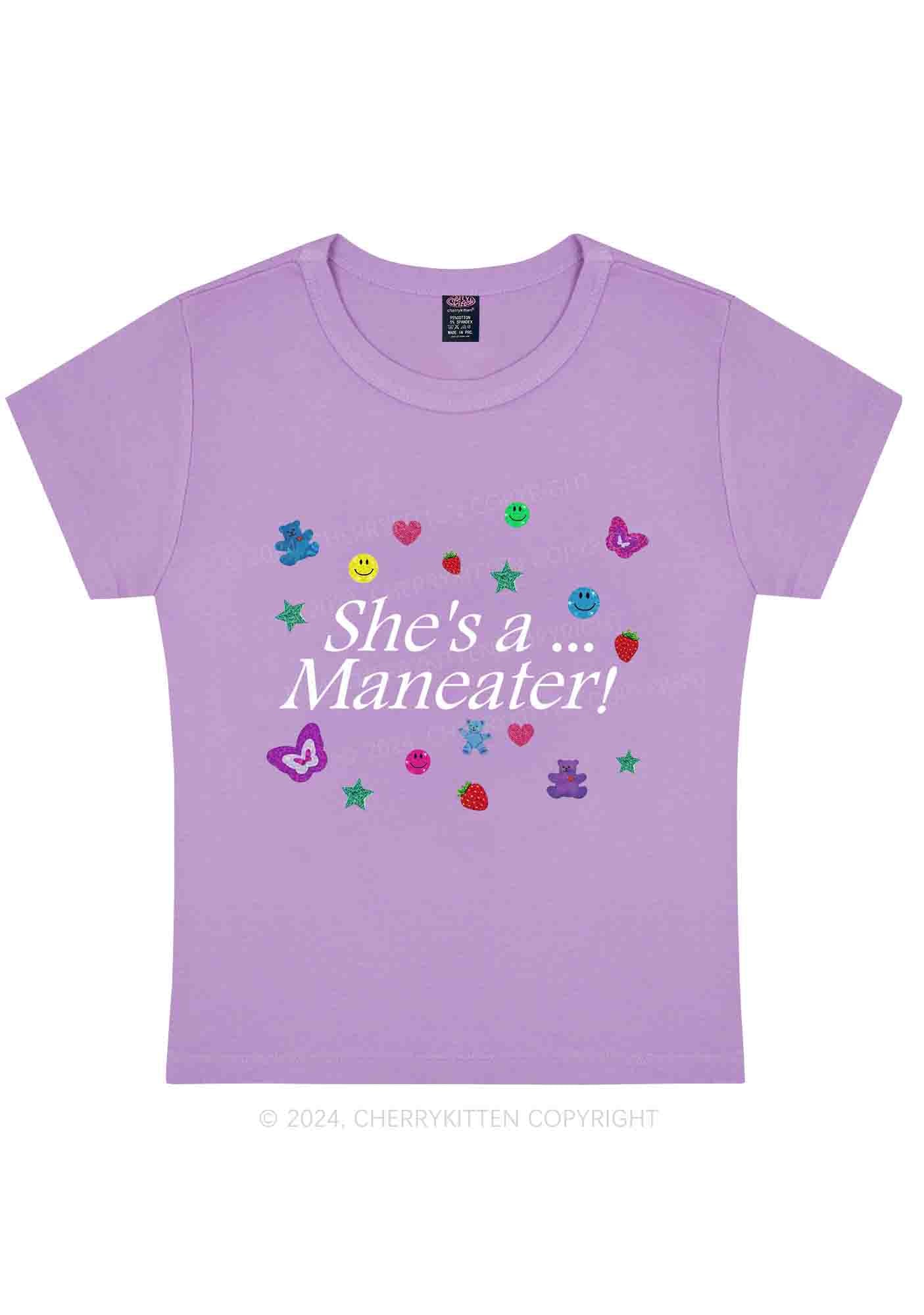 She's A Maneater Y2K Baby Tee Cherrykitten