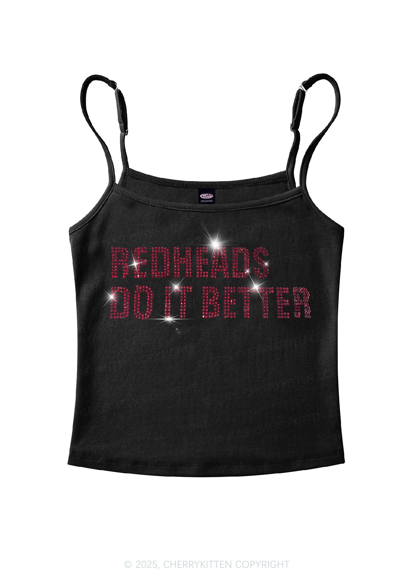 Rhinestone Redheads Do It Better Y2K Spaghetti Strap Cami Cherrykitten
