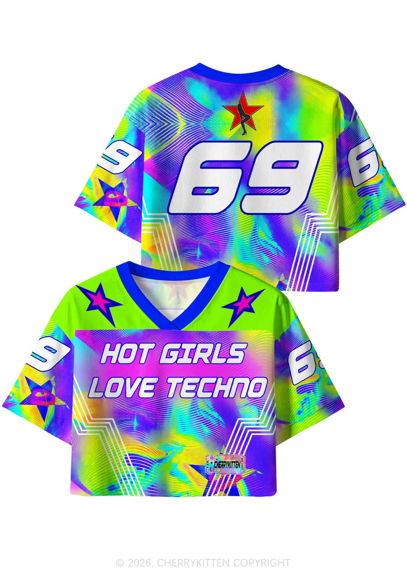 Hot Girls Love Techno Thermal Y2K Crop Sport Jersey Shirts Cherrykitten