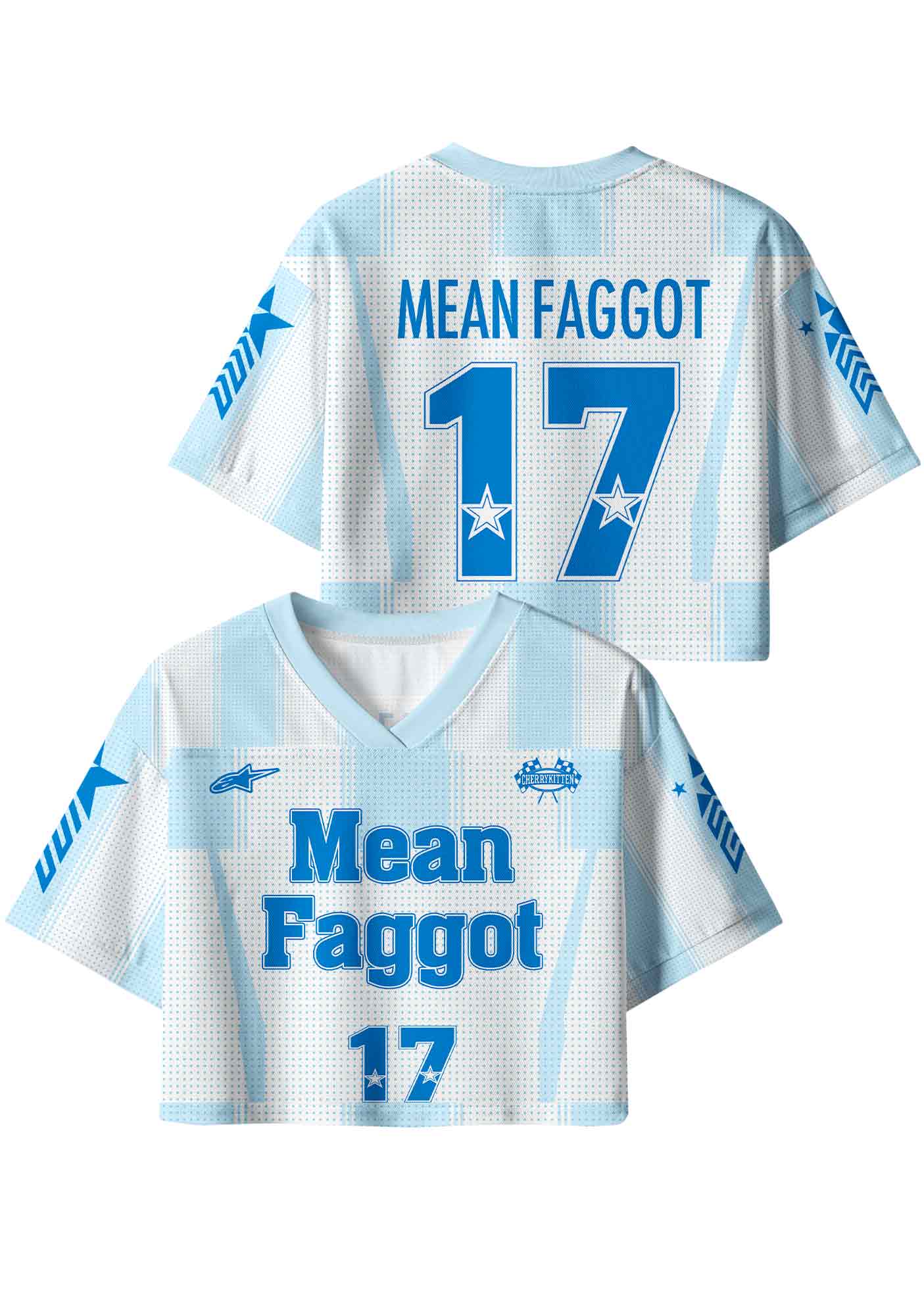 Blue Mean Faggot Pride Y2K Crop Sport Jersey Shirts Cherrykitten