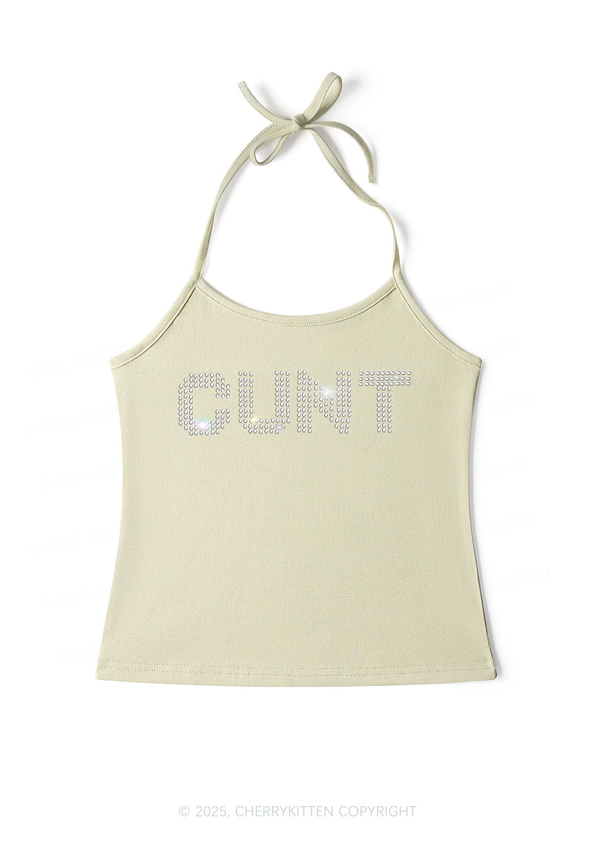 Rhinestone Cxxt Y2K Halter Neck Cami Cherrykitten