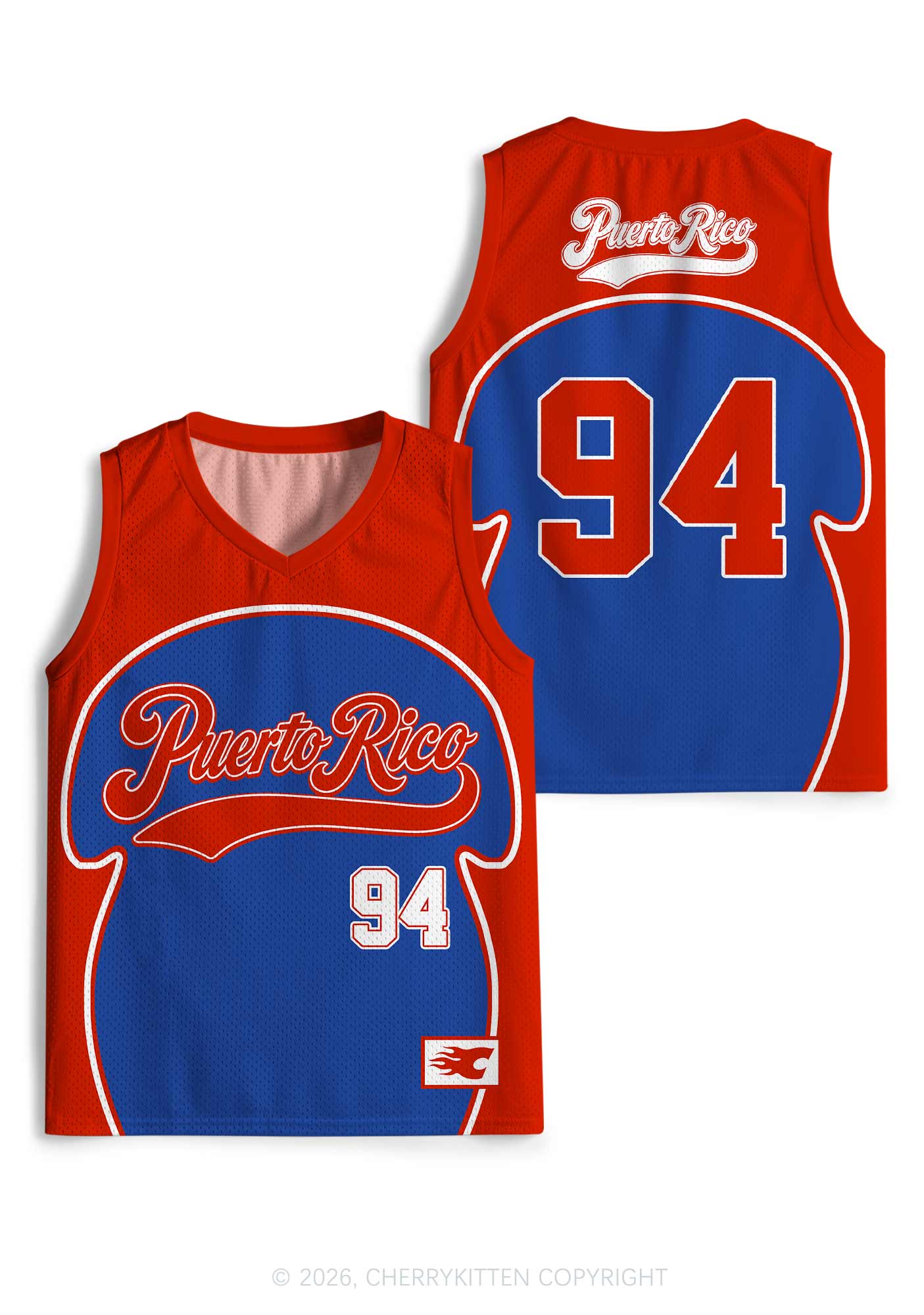 Red Blue Color Block PR Y2K Sport Jersey Tank Cherrykitten
