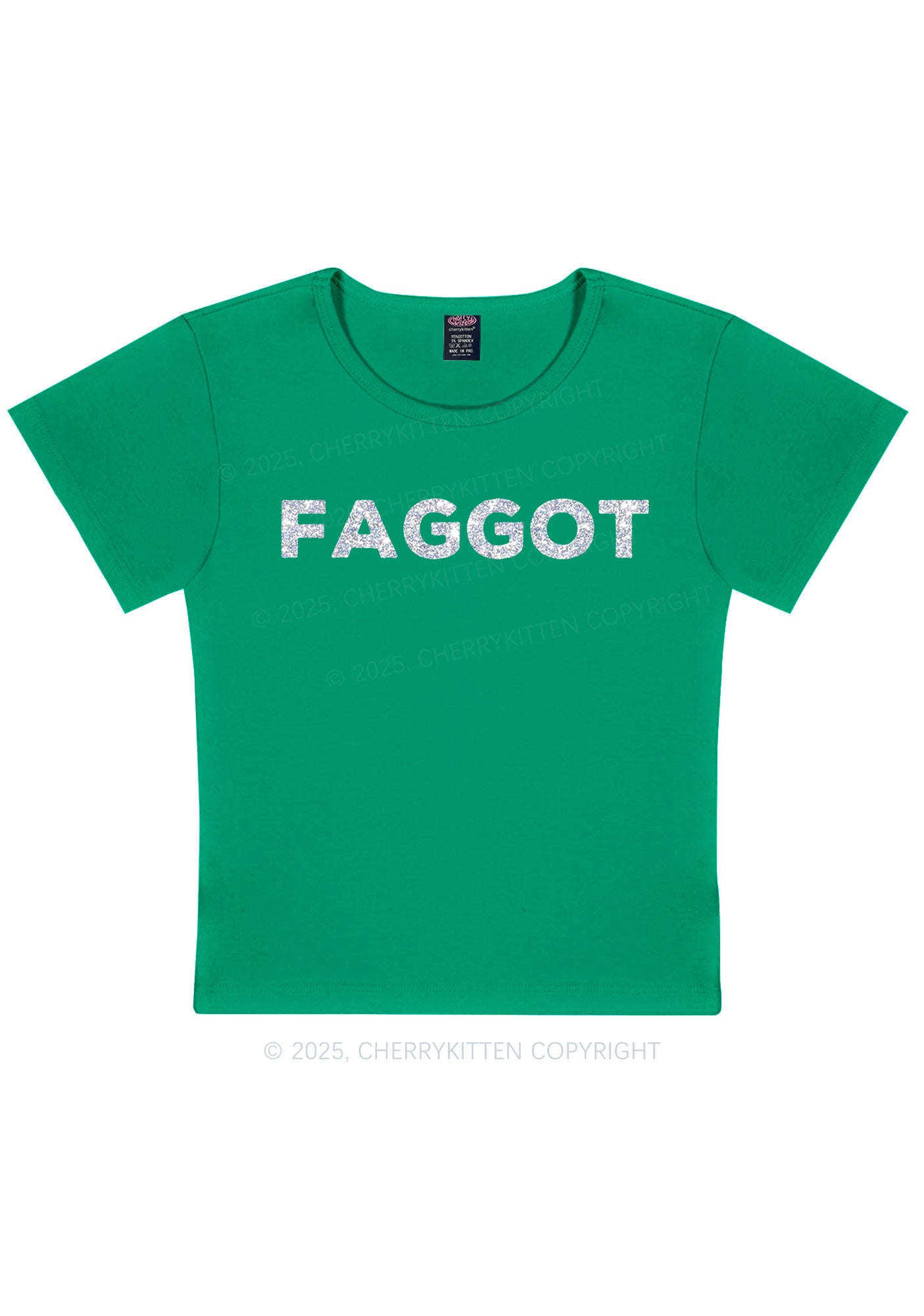Glitter Faggot Pride Y2K Baby Tee Cherrykitten