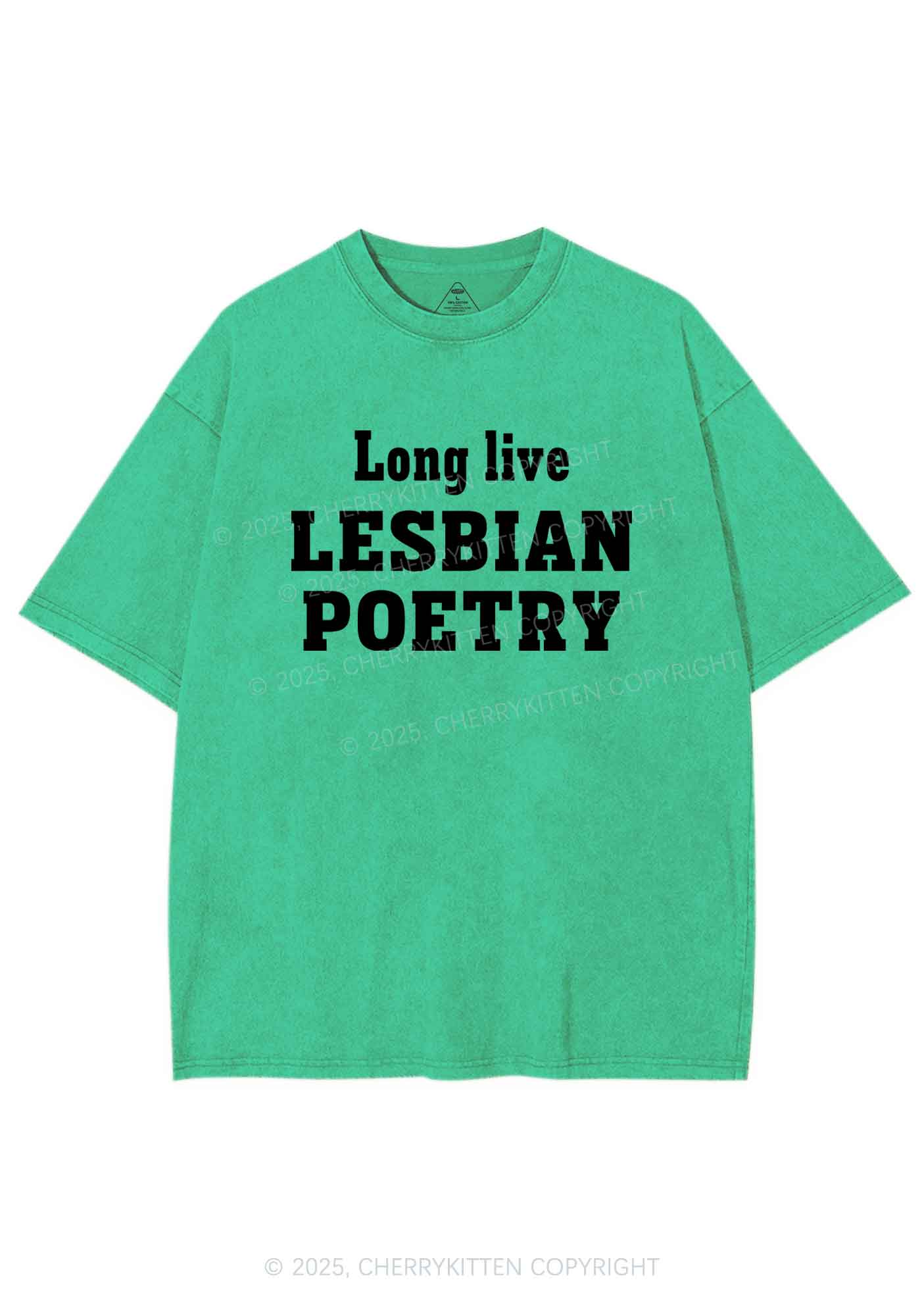 Lesbian Poetry Pride Y2K Shirts Washed Tee Cherrykitten