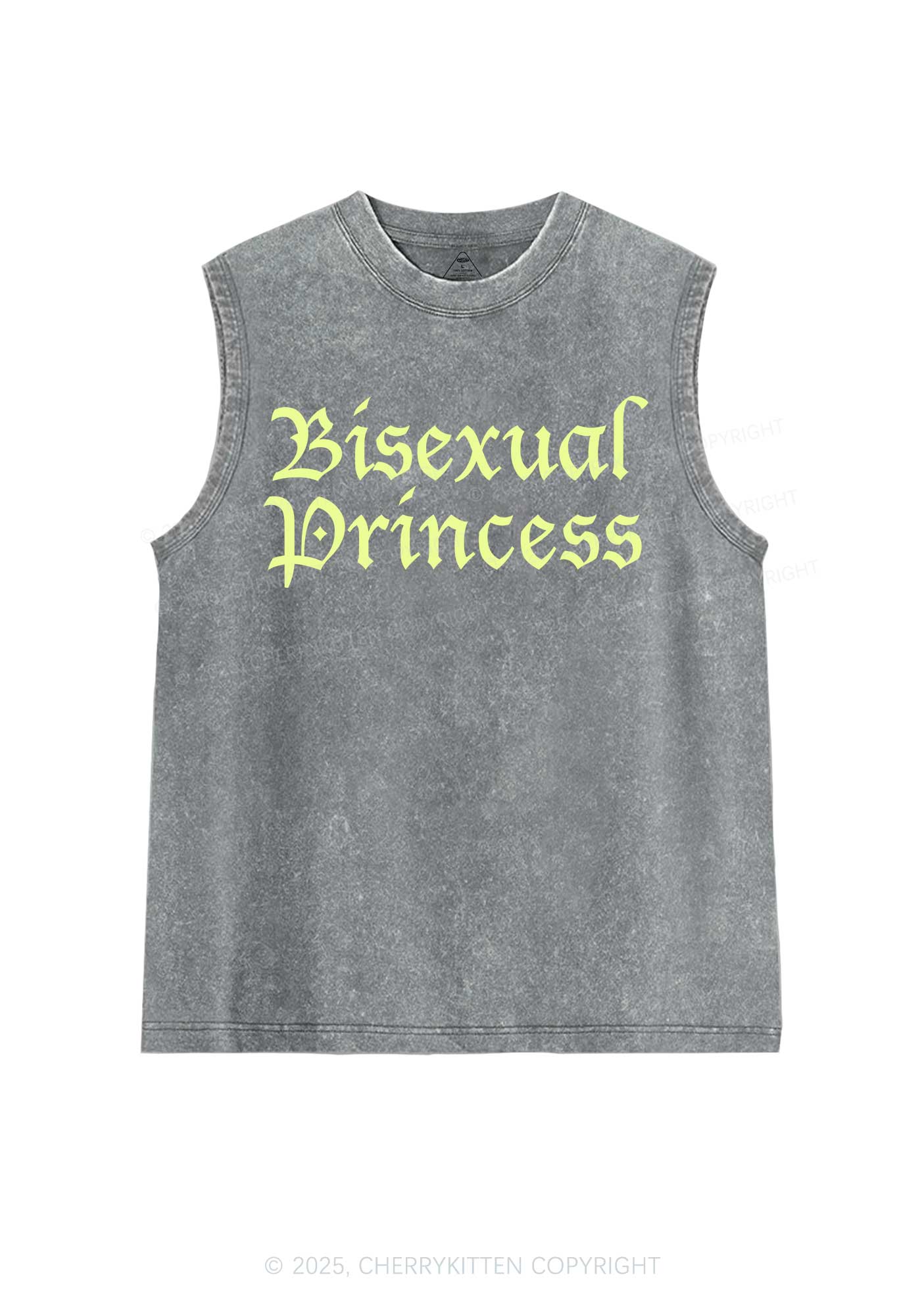 Bisexual Princess Pride Y2K Washed Muscle Tank Cherrykitten