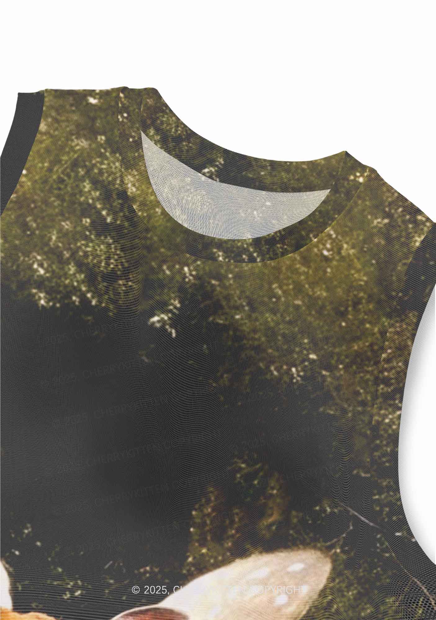 Forest Deer Y2K Mesh Muscle Tank Cherrykitten