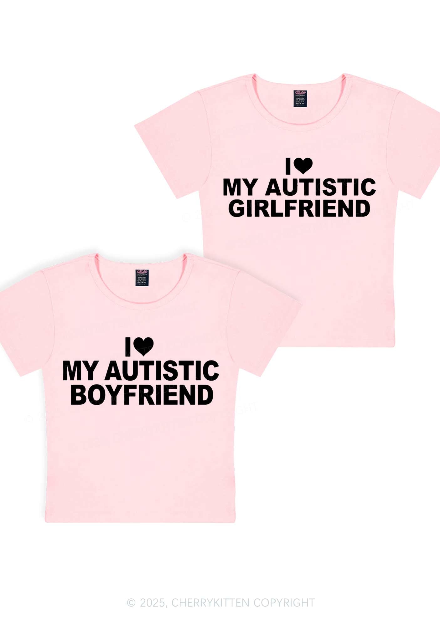 I Love My Autistic GF BF Y2K Valentine's Day Baby Tee Cherrykitten