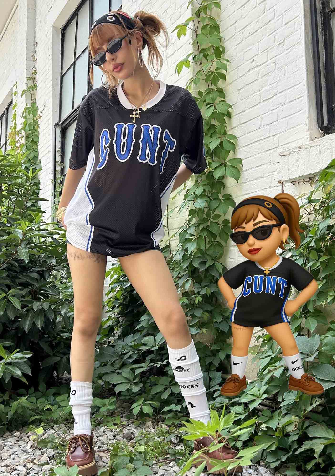 Custom Black Cxxt Y2K Mesh Jersey Shirts Cherrykitten