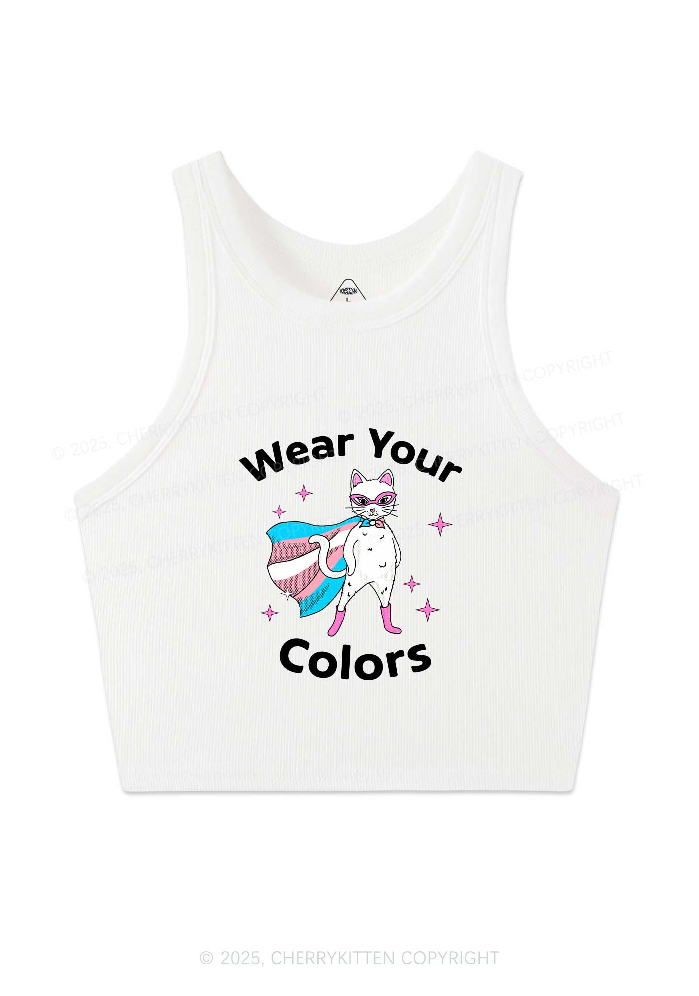 Transgender Flag Cat Pride Y2K Crop Tank Top Cherrykitten