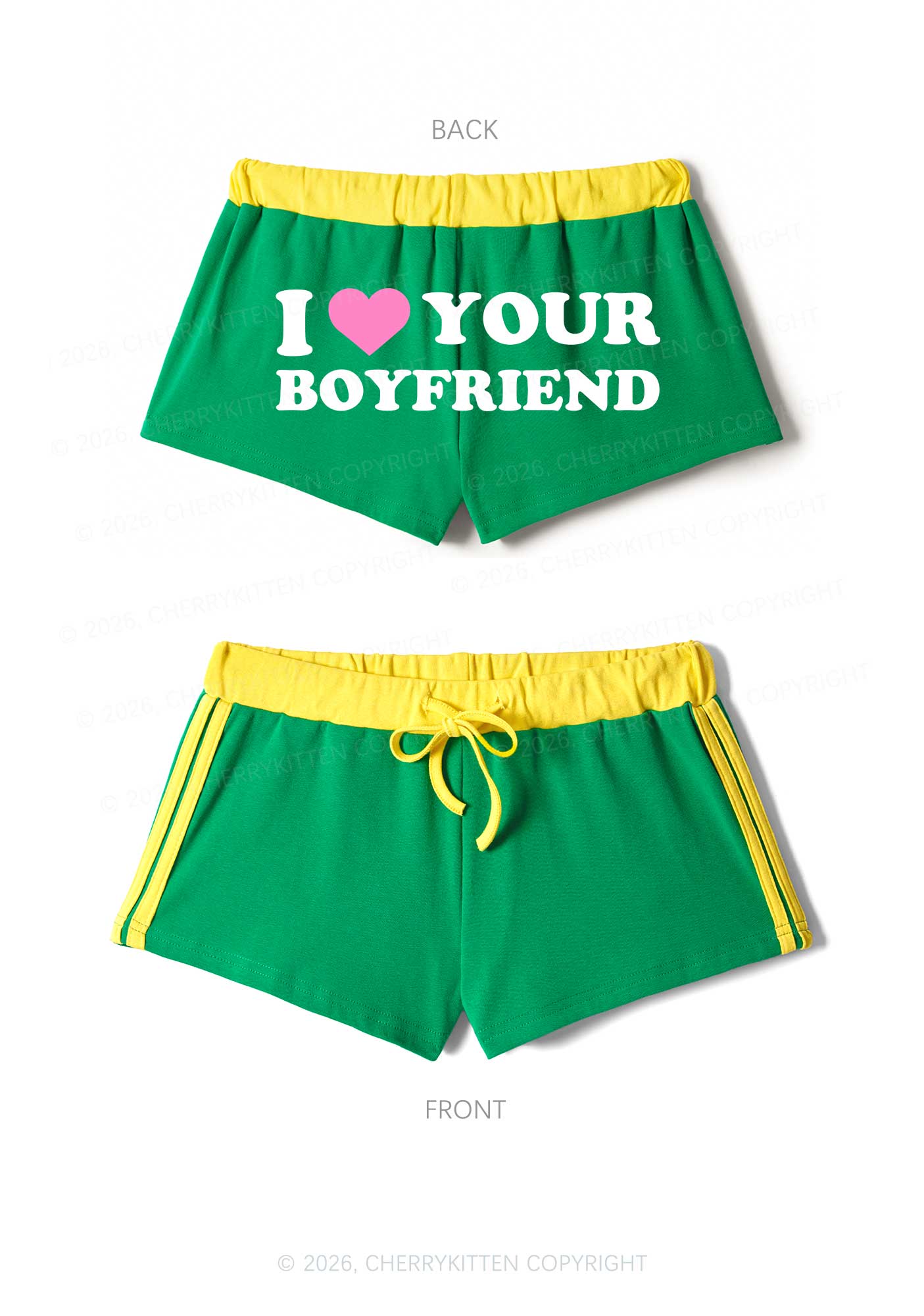 I Love Your BF Valentine's Day Y2K Drawstring Mini Shorts Cherrykitten