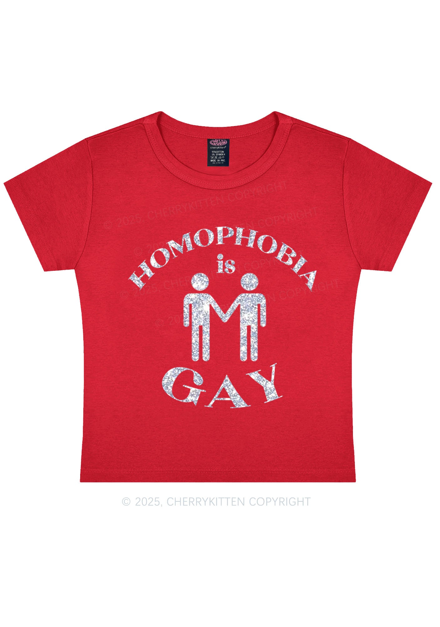 Glitter Homophobia Is Gay Pride Y2K Baby Tee Cherrykitten