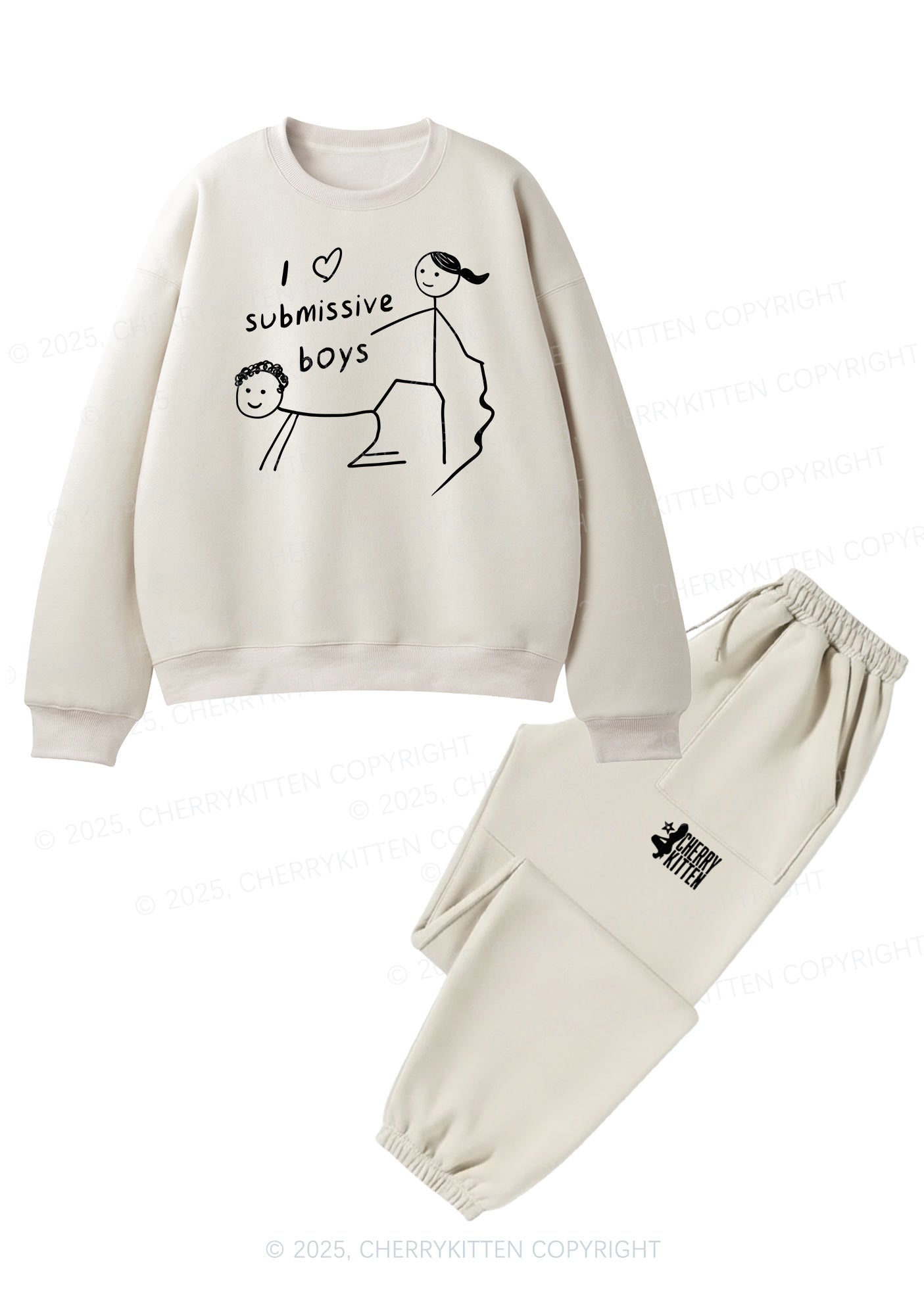 I Love S Boys Y2K Fleece Sweatshirts Set Cherrykitten