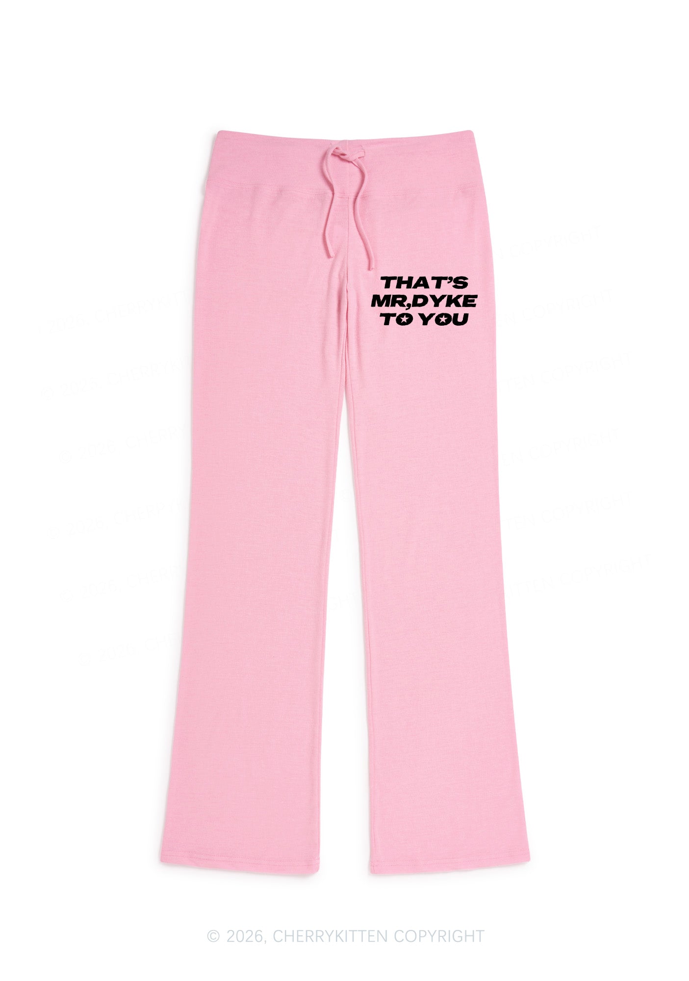 Thats Mr Dyke To You Pride Y2K Low Rise Drawstring Flare Pants Cherrykitten