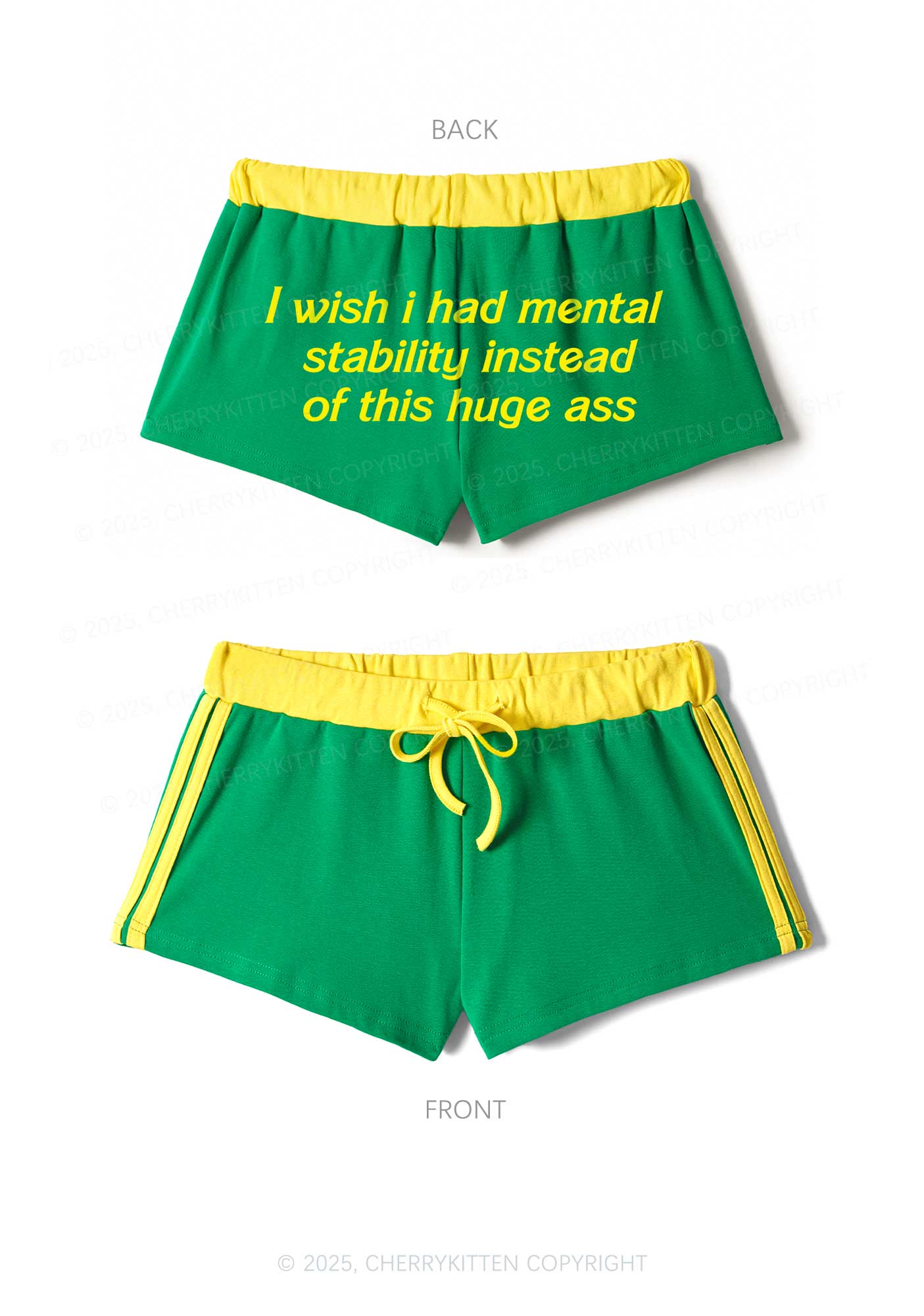 I Wish Mental Stability Y2K Drawstring Mini Shorts Cherrykitten